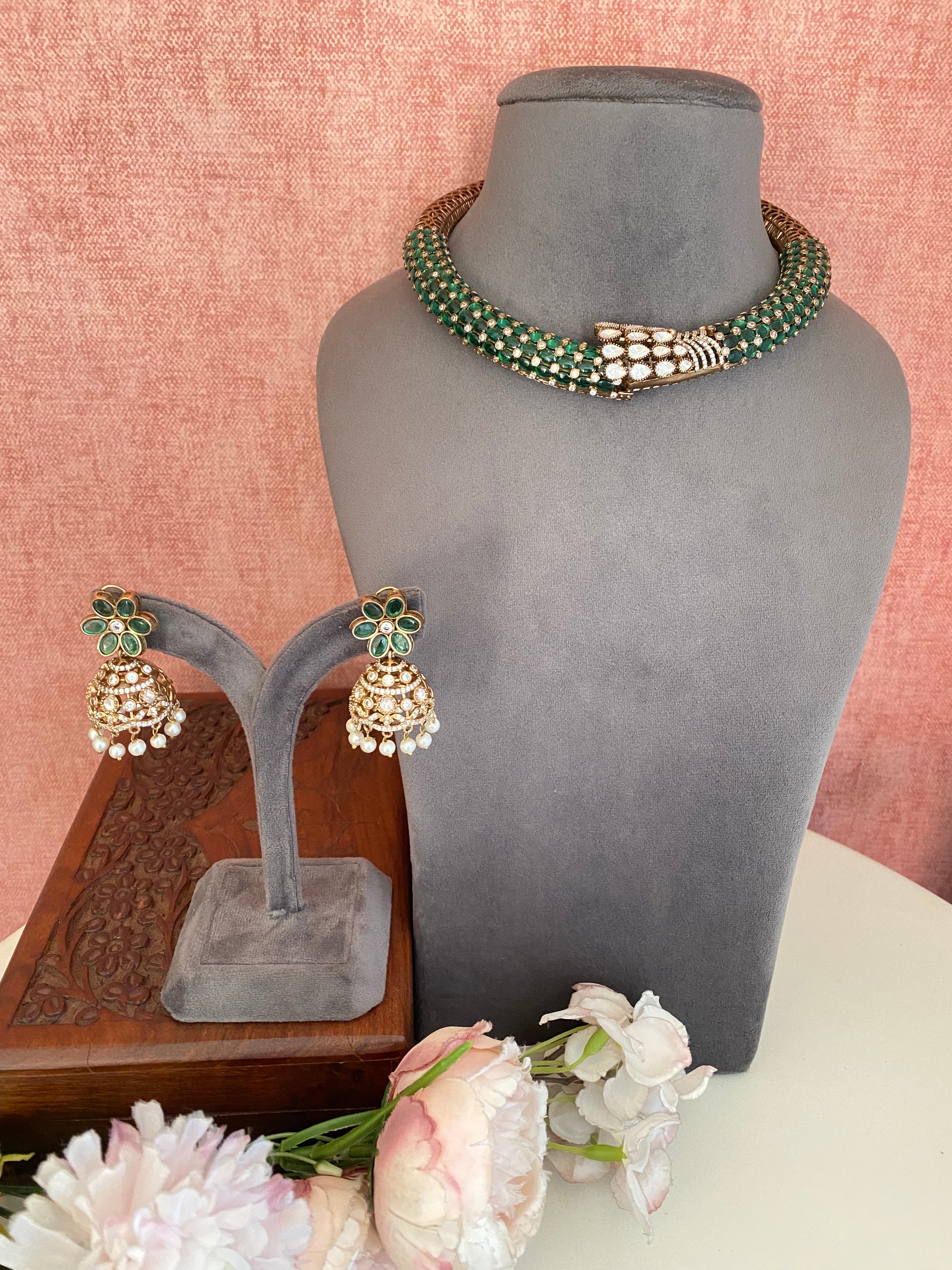 Moissanite Hasli with Jhumka