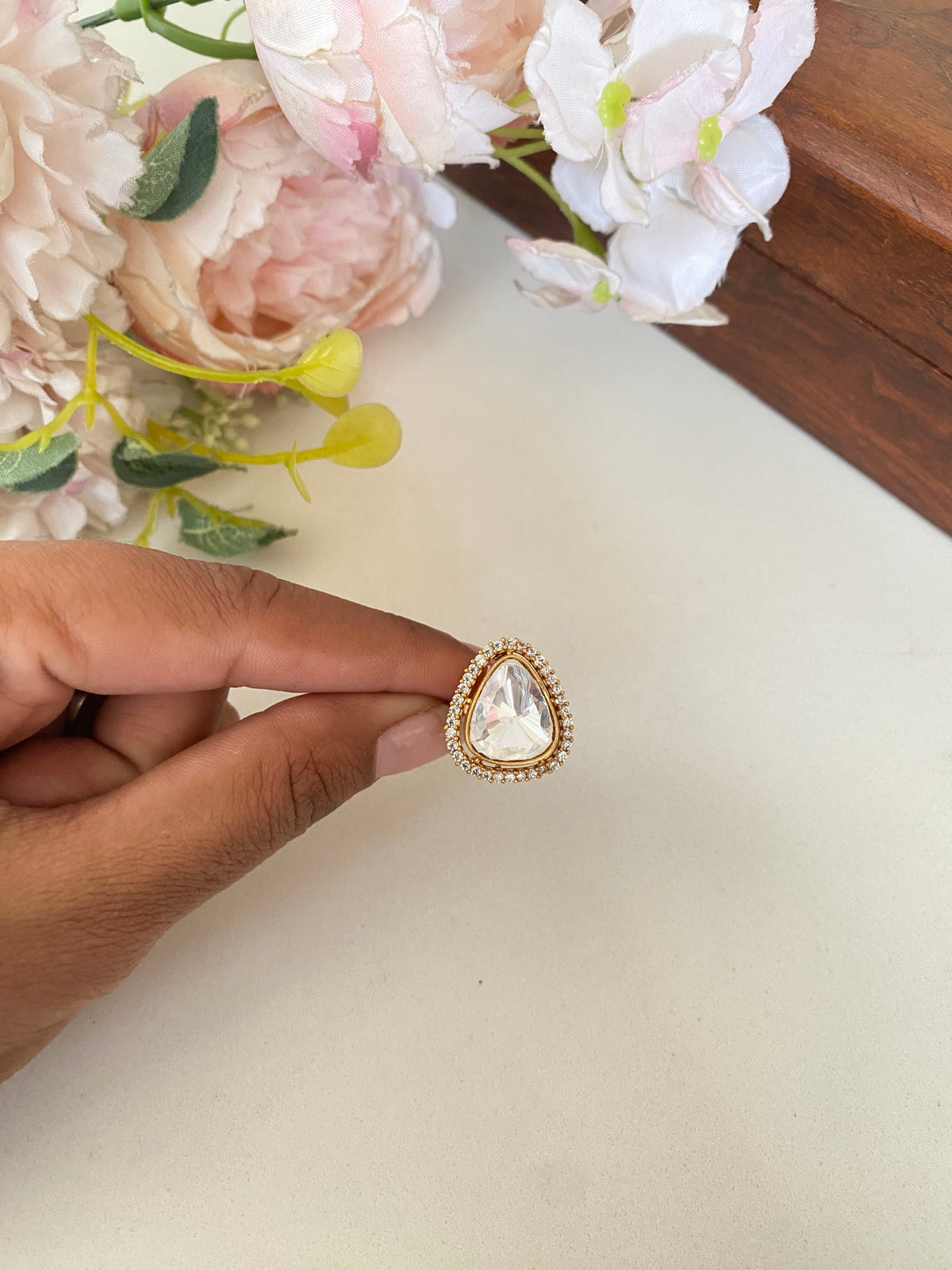 Moissanite Polki Ring