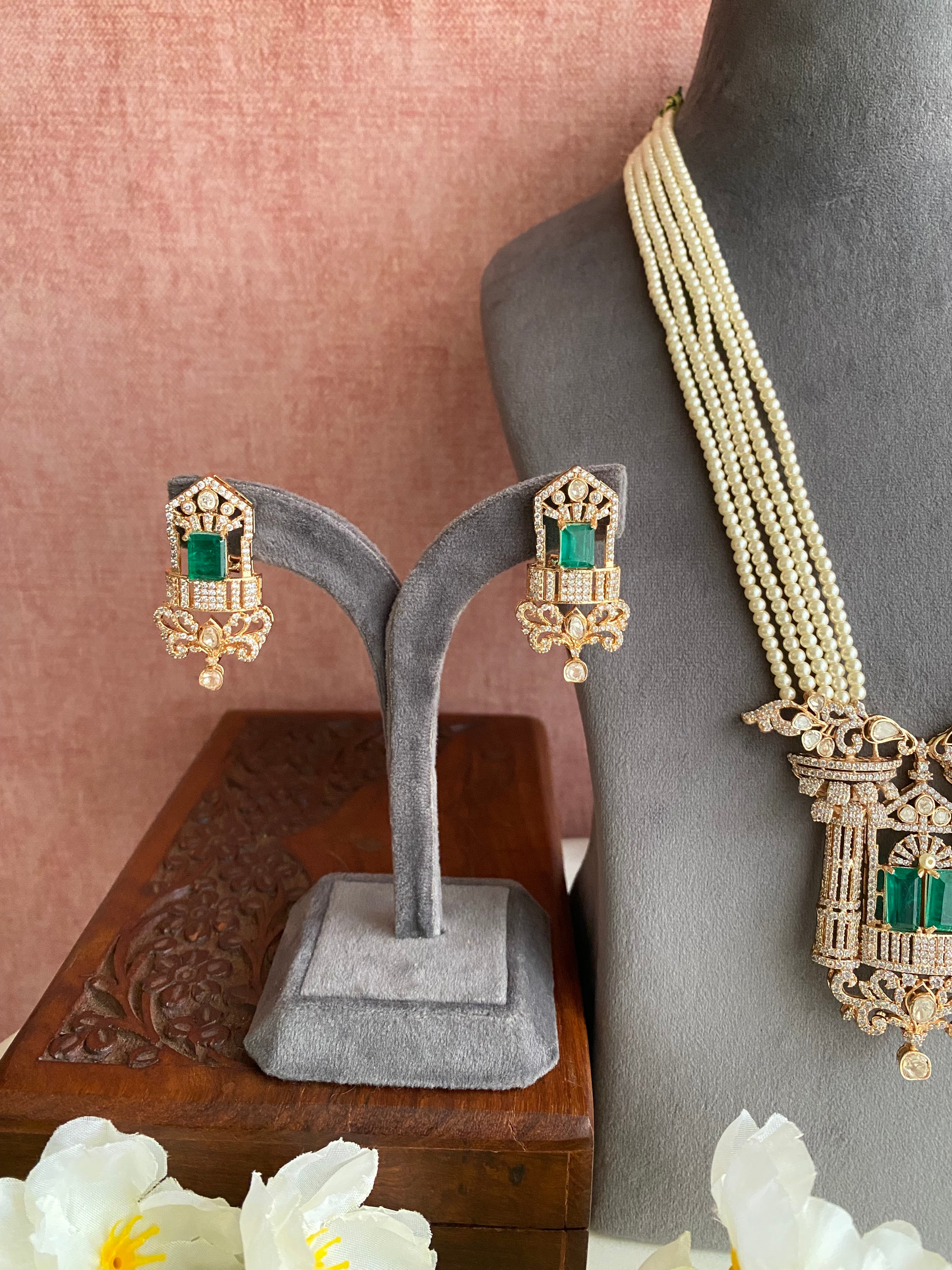 Gold plated Moissanite Necklace Set