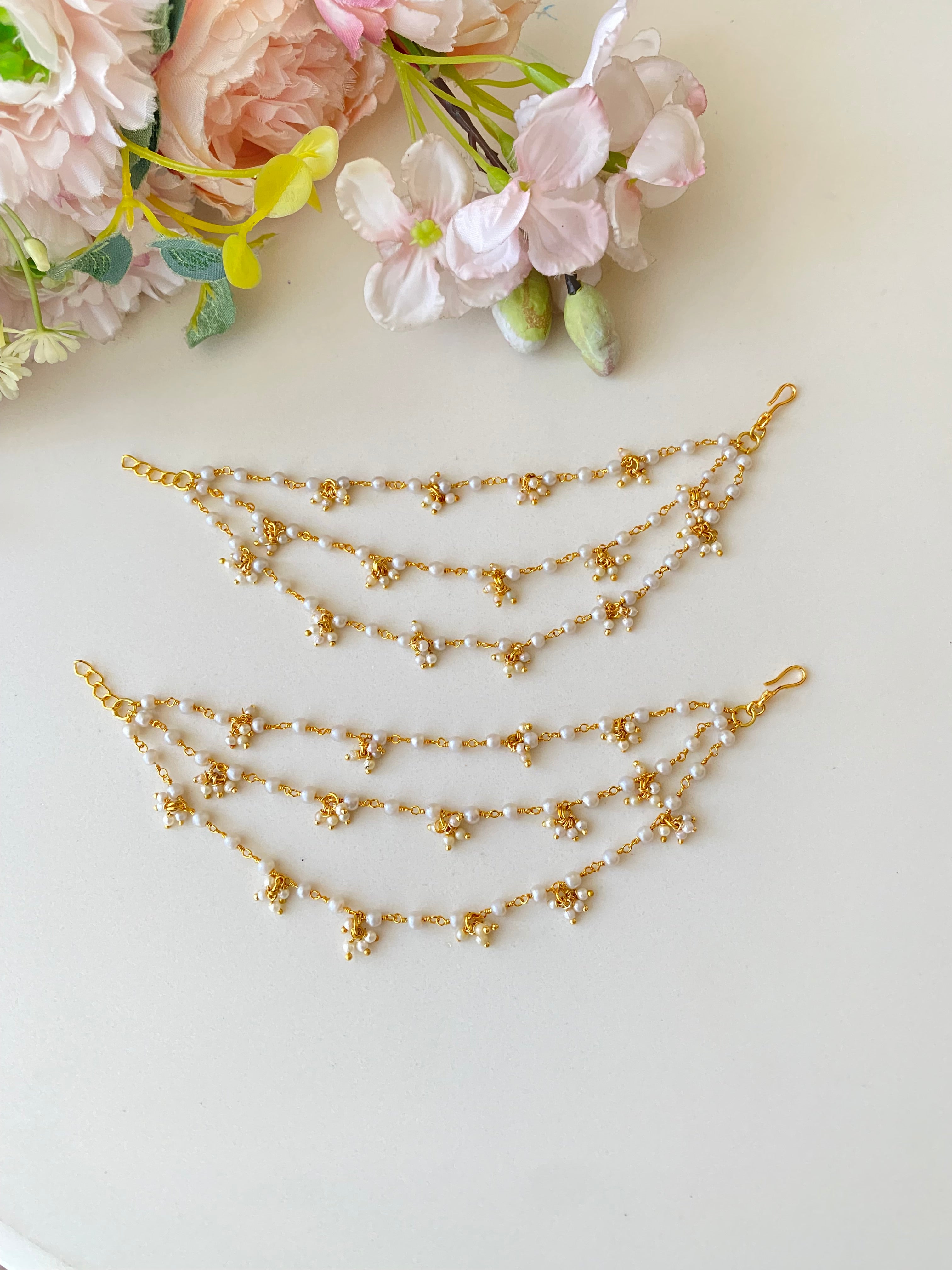 Gold plated Pearl ear chain