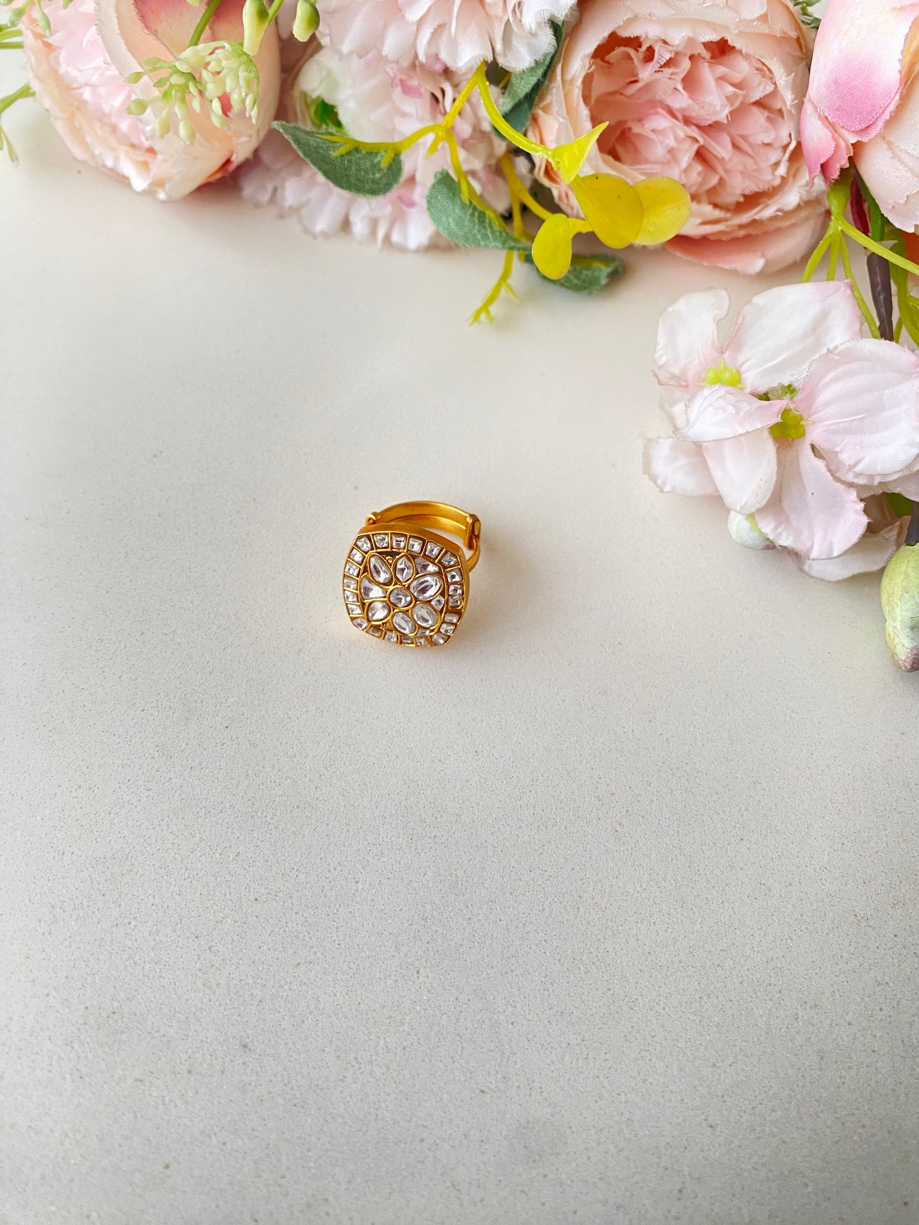 Gold plated Kundan Ring