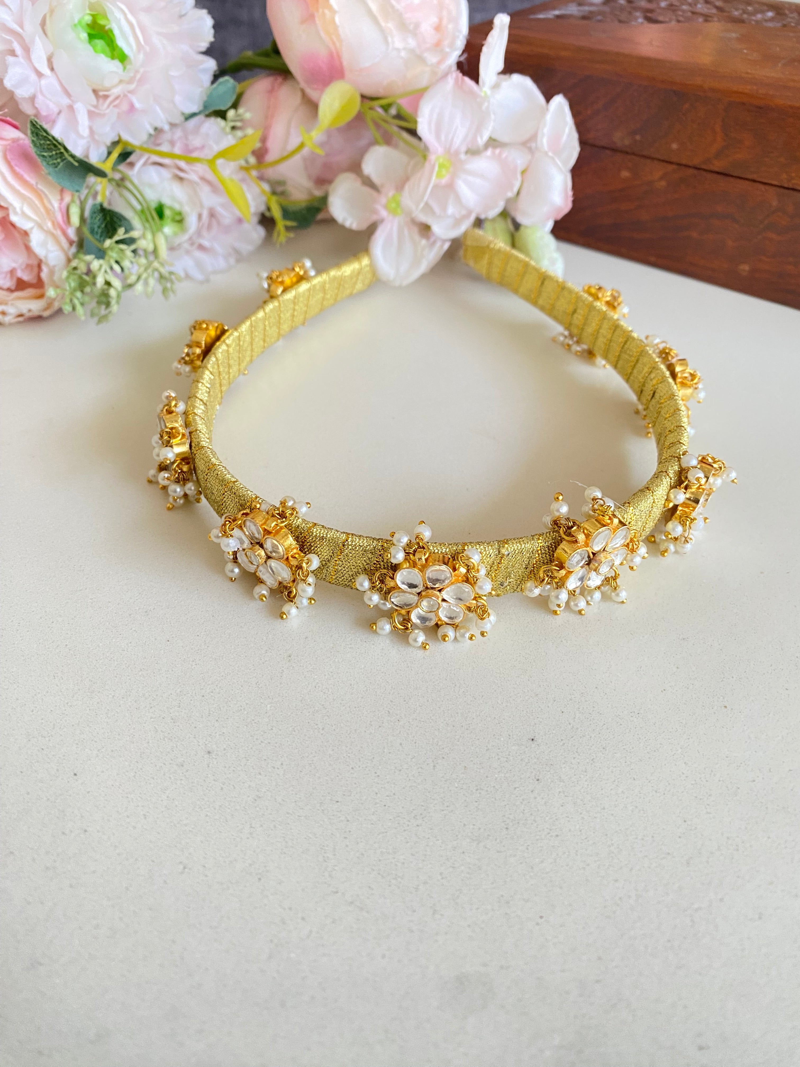 Gold Plated Kundan Hairband