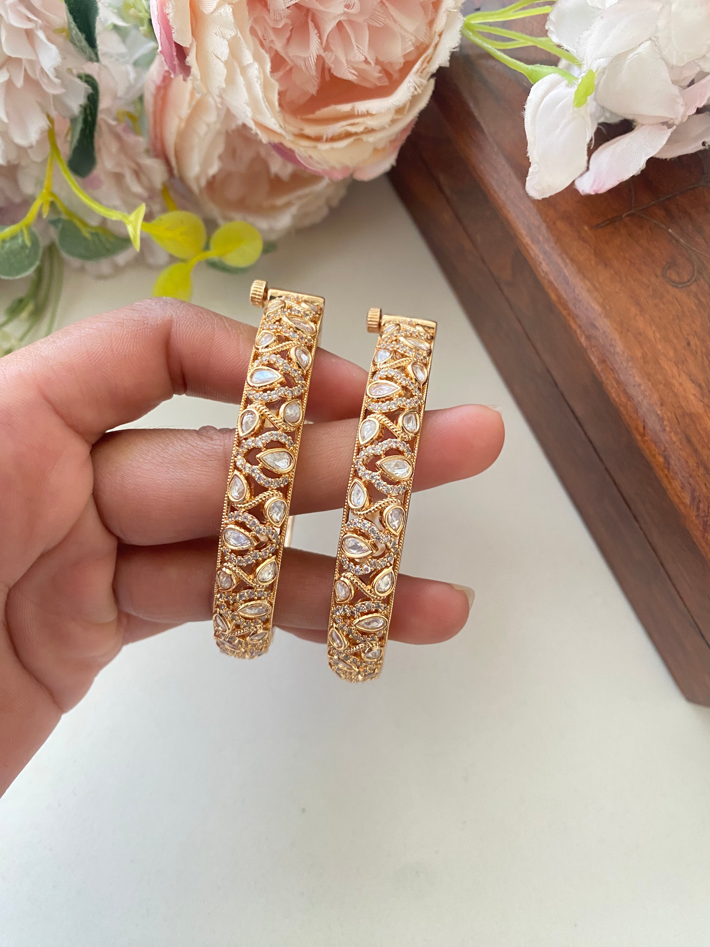 Gold plated Moissanite Bangles