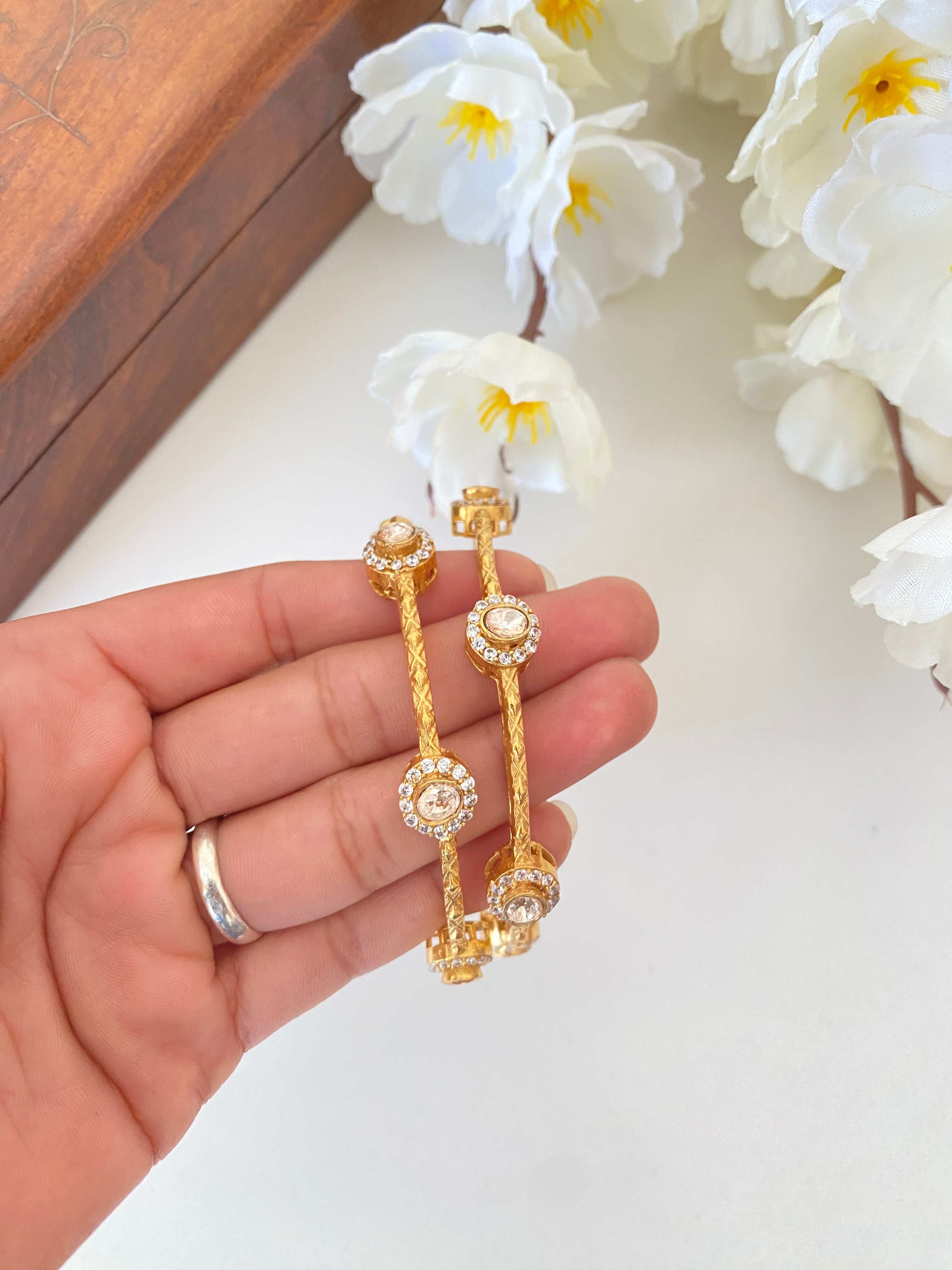 Gold plated Moissanite Bangles
