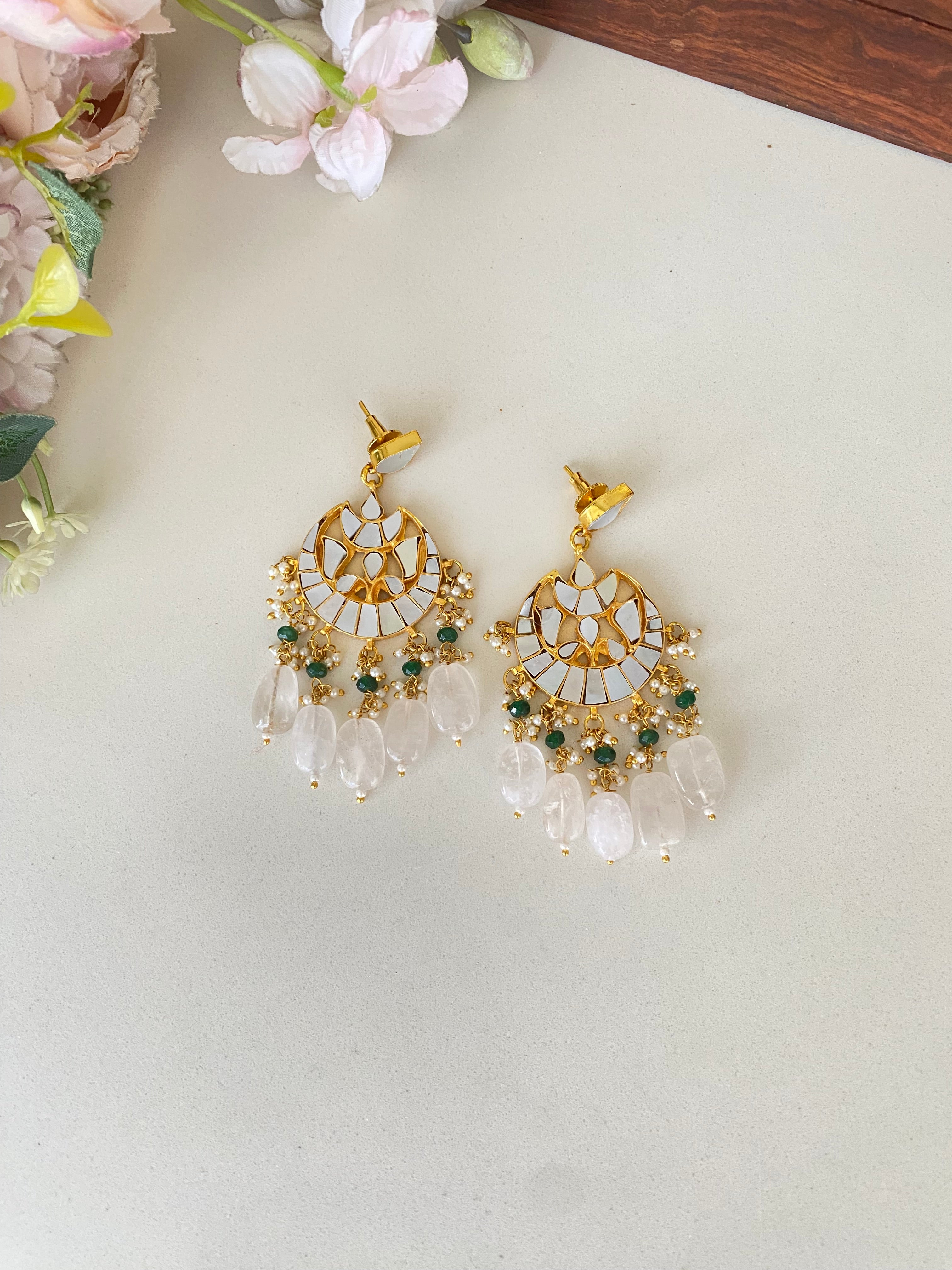 Mother Of Pearl Earrings in pink drops