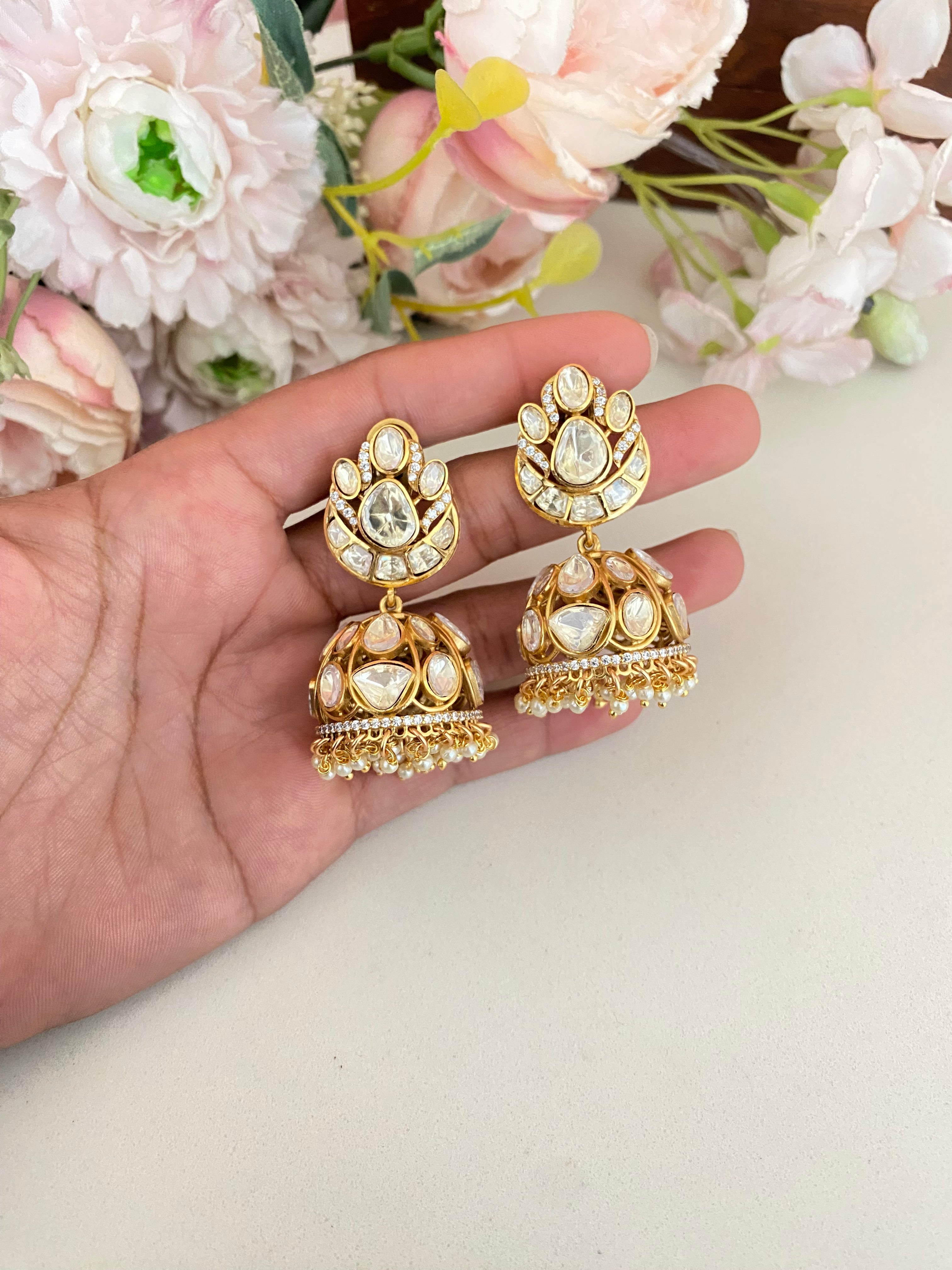 Gold plated Moissanite Jhumka