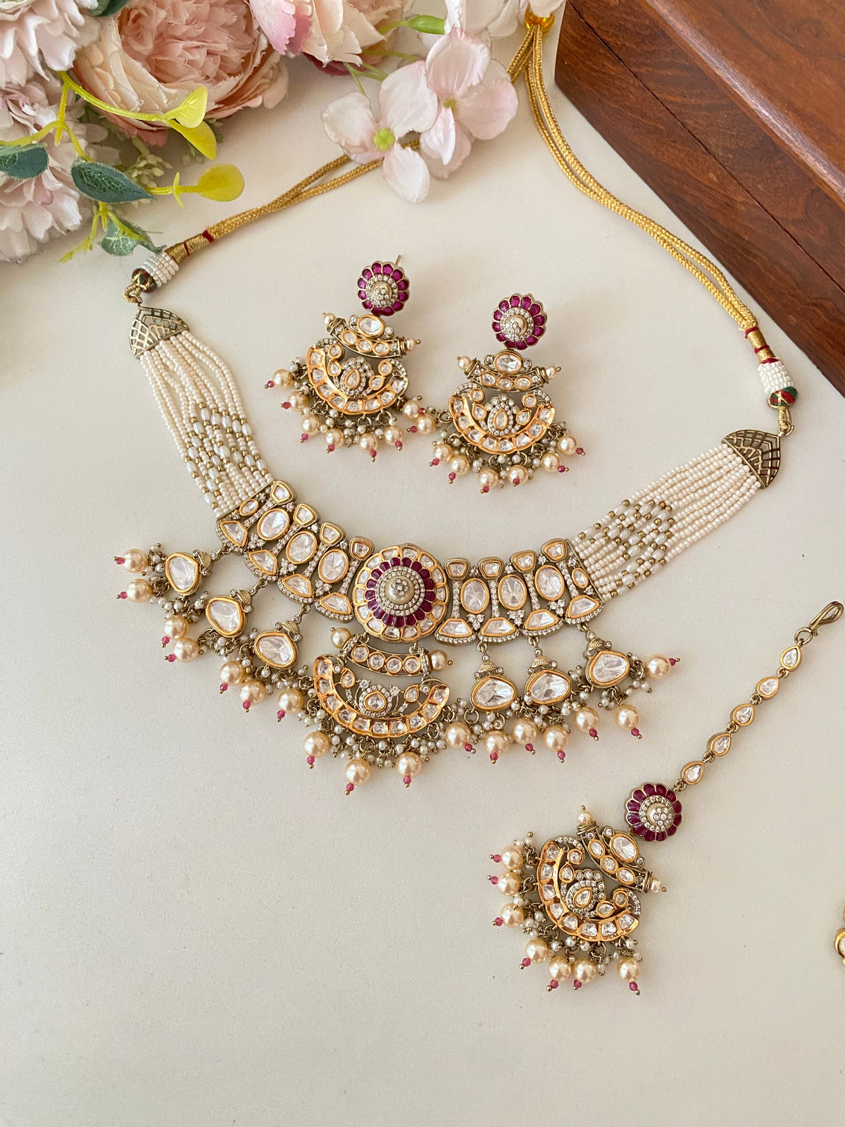 Moissanite Polki Necklace Set