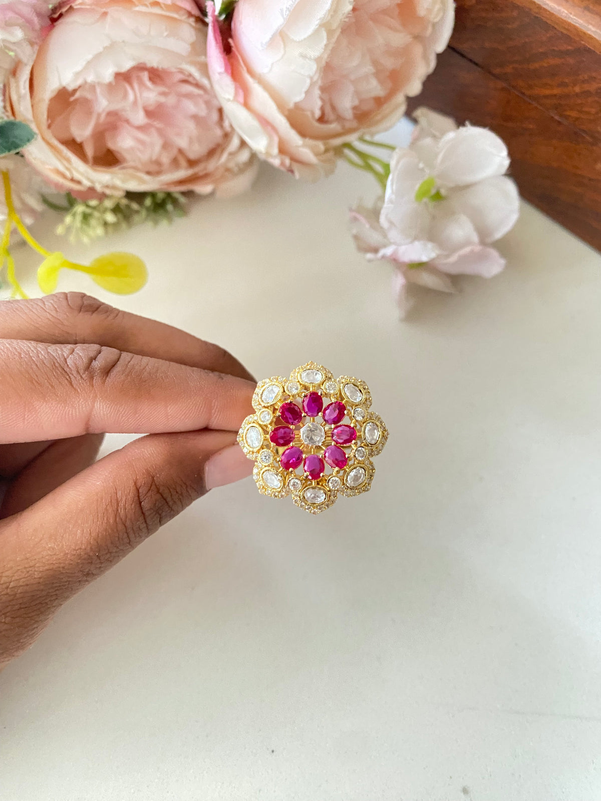 Gold plated Moissanite Ring
