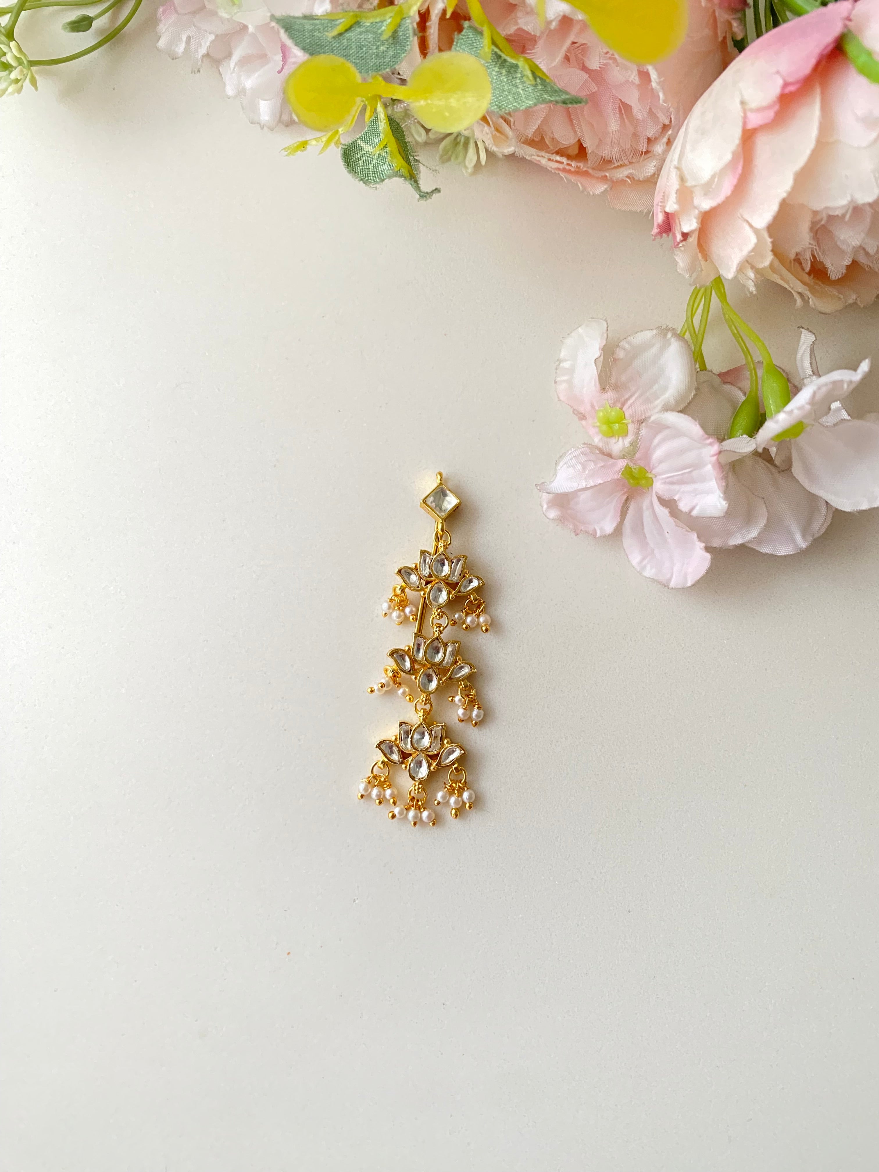 Gold Plated Kundan braid pin