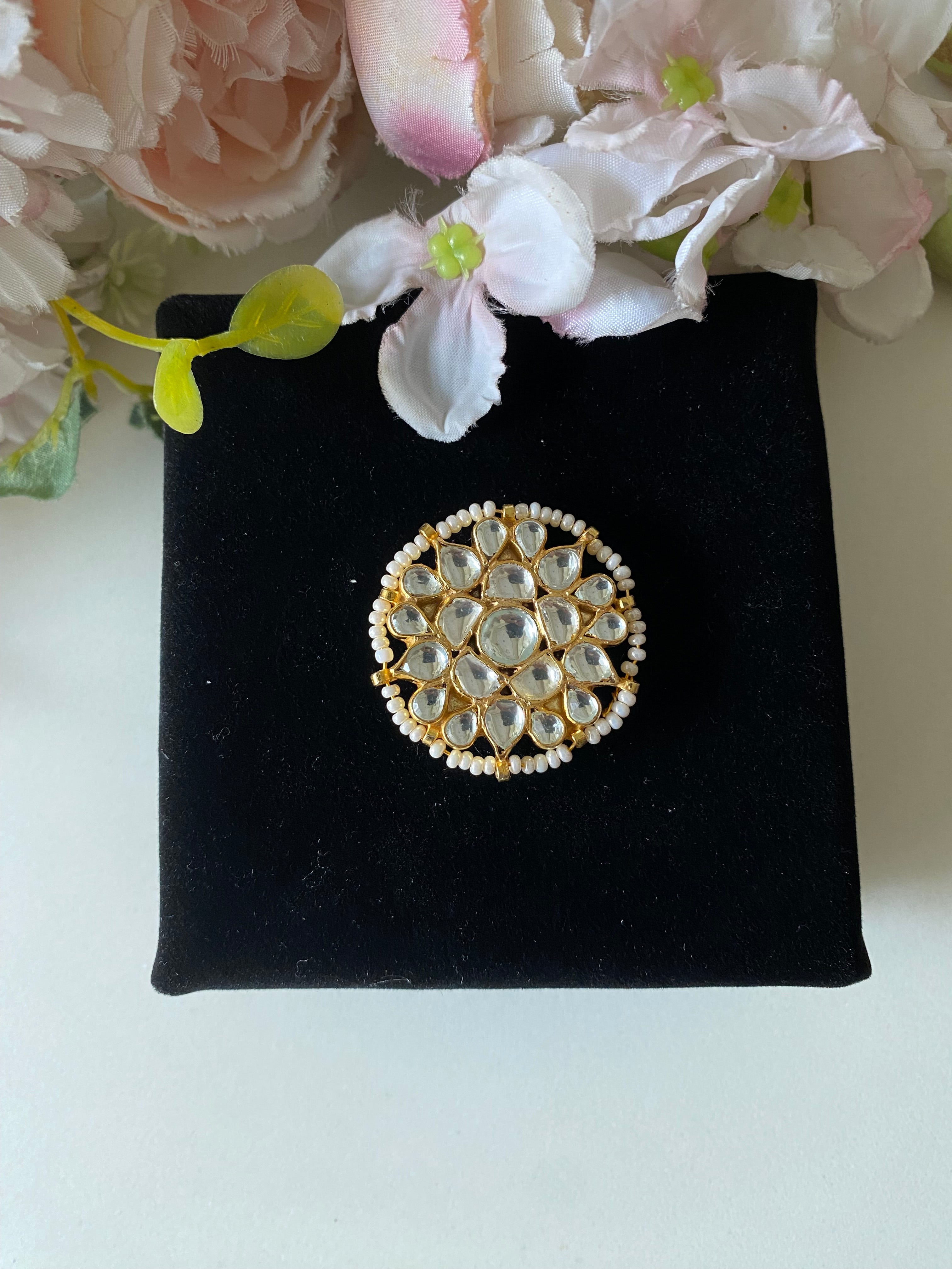 Gold plated Kundan Ring