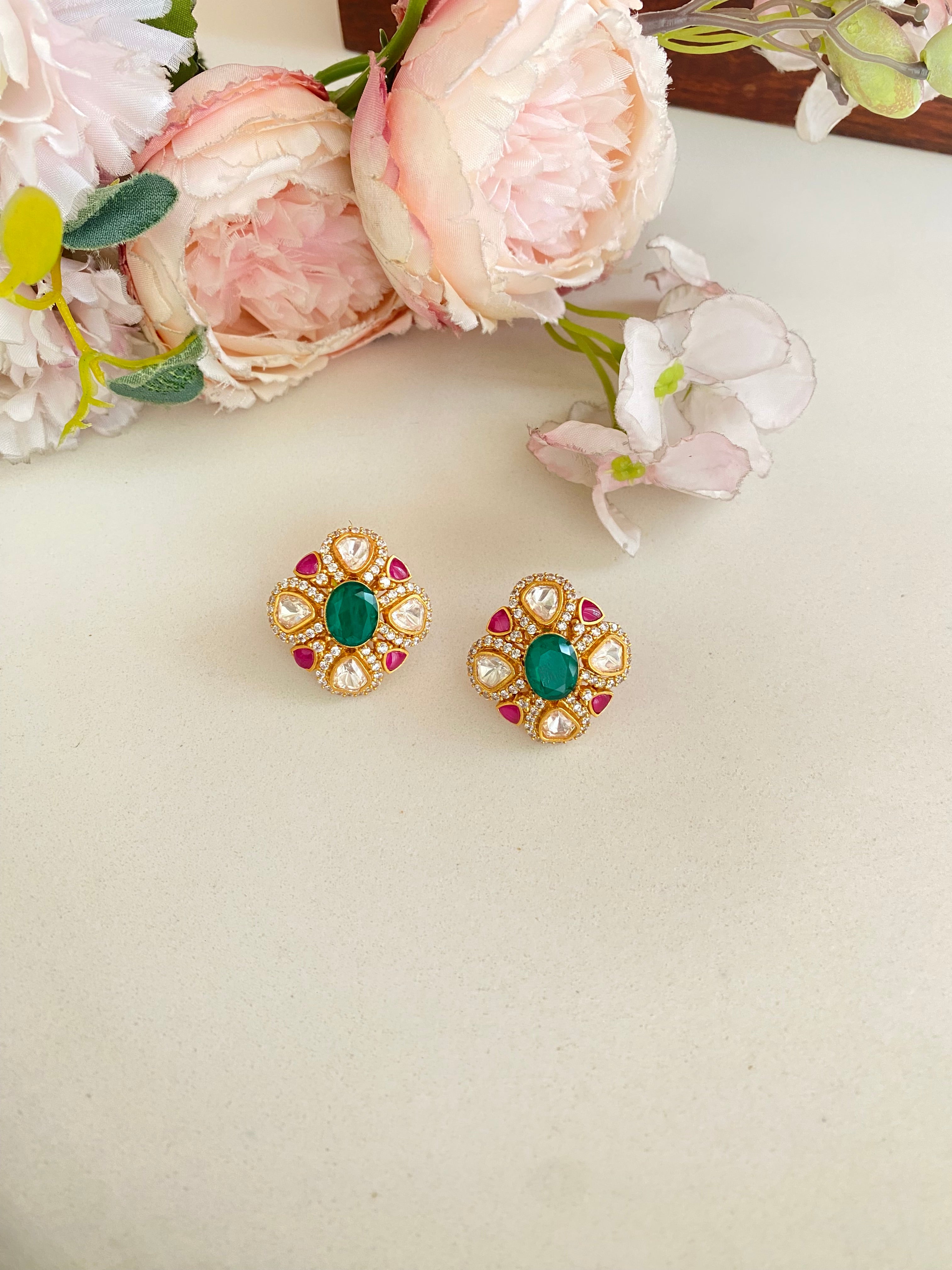 Gold plated Moissanite Studs