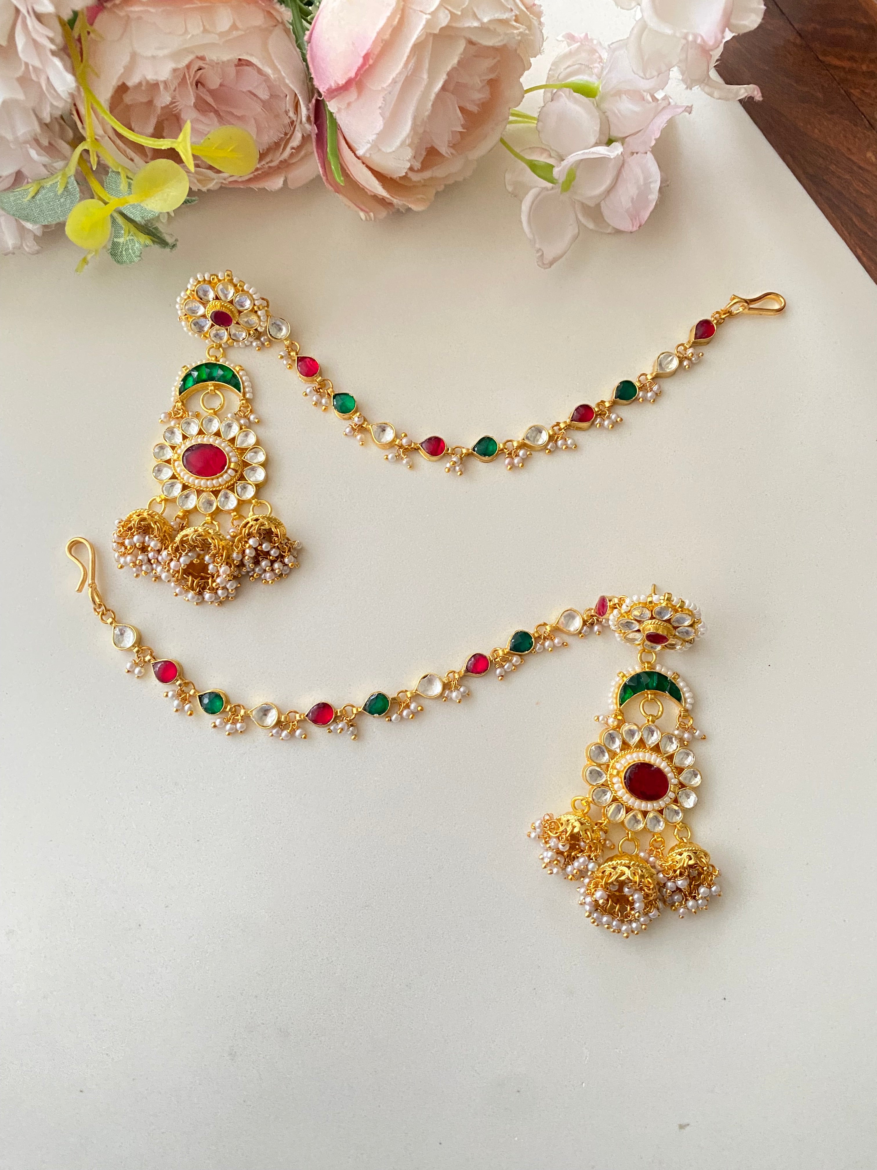 Kundan Earring with Earchain