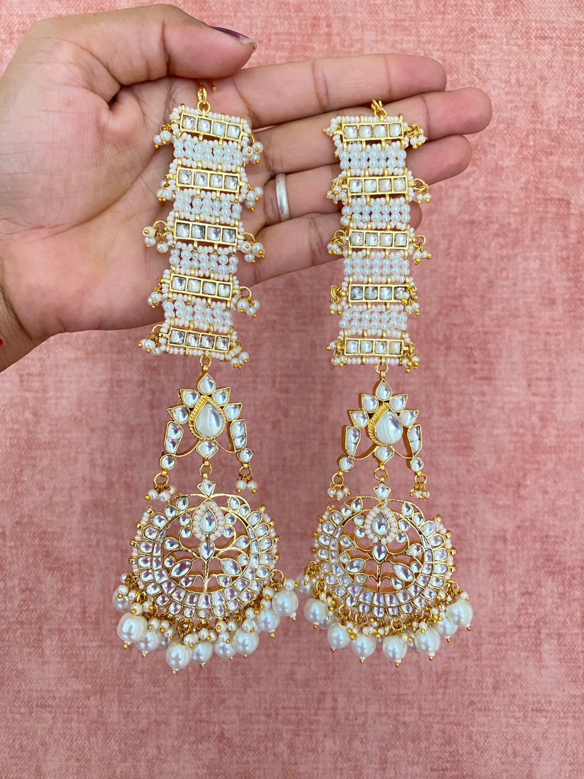 Gold plated Long Kundan Earring