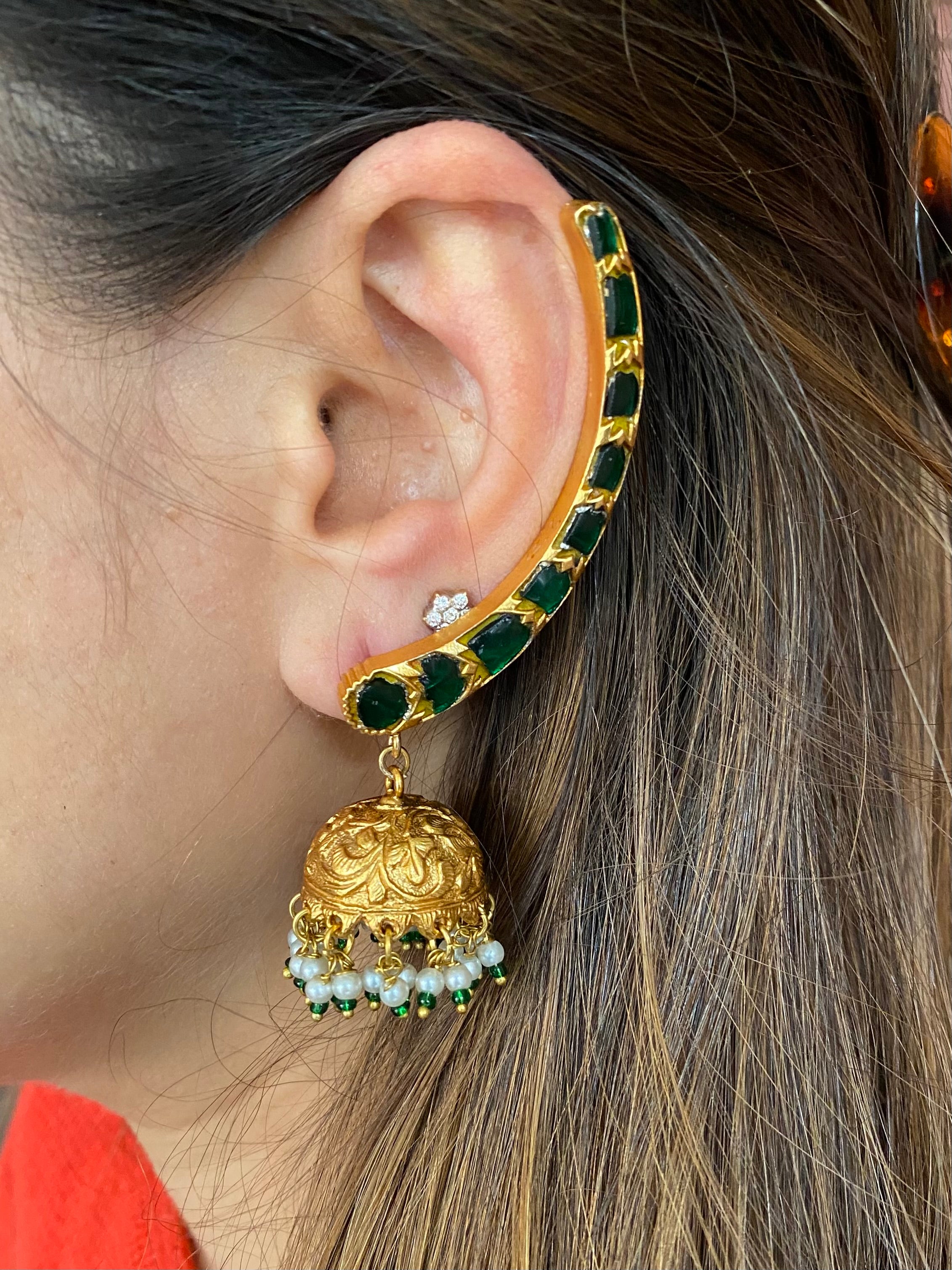 Gold plated Kundan Ear Cuff