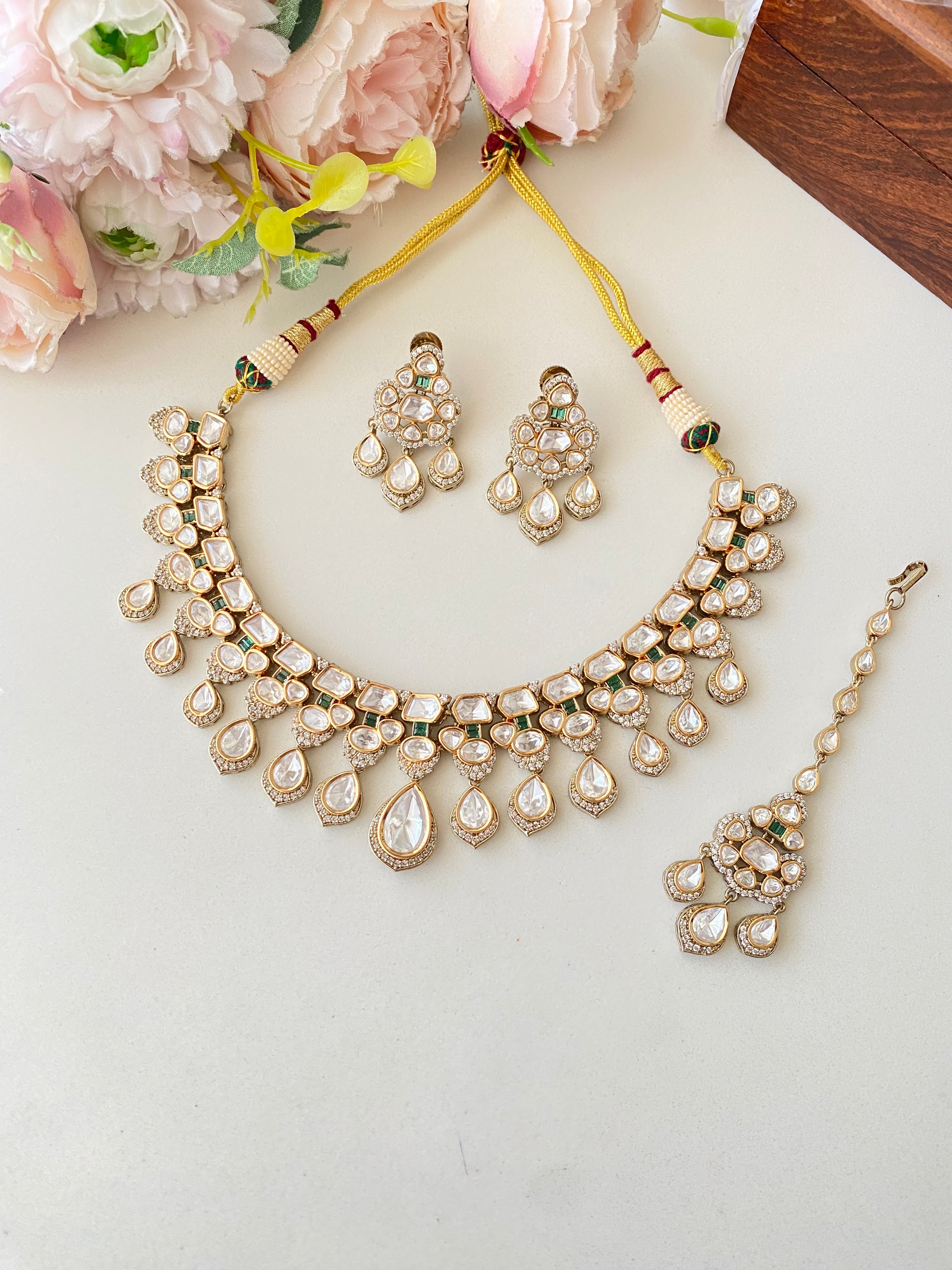 Moissanite Green Necklace Set