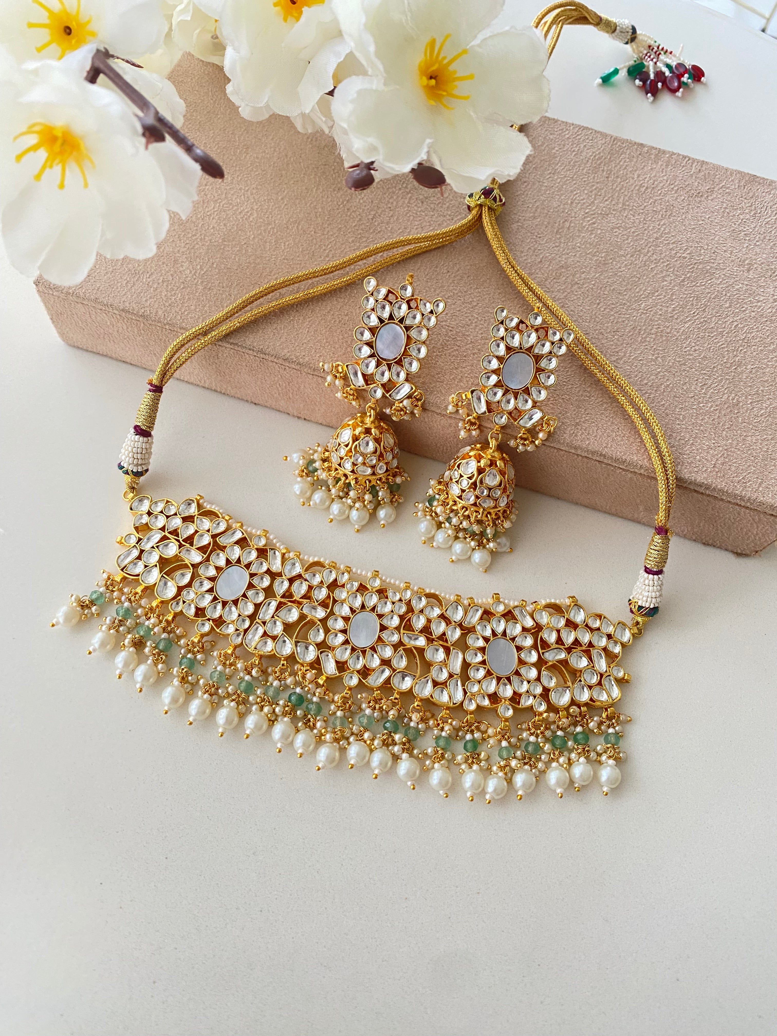 Mother of Pearl and kundan Choker set