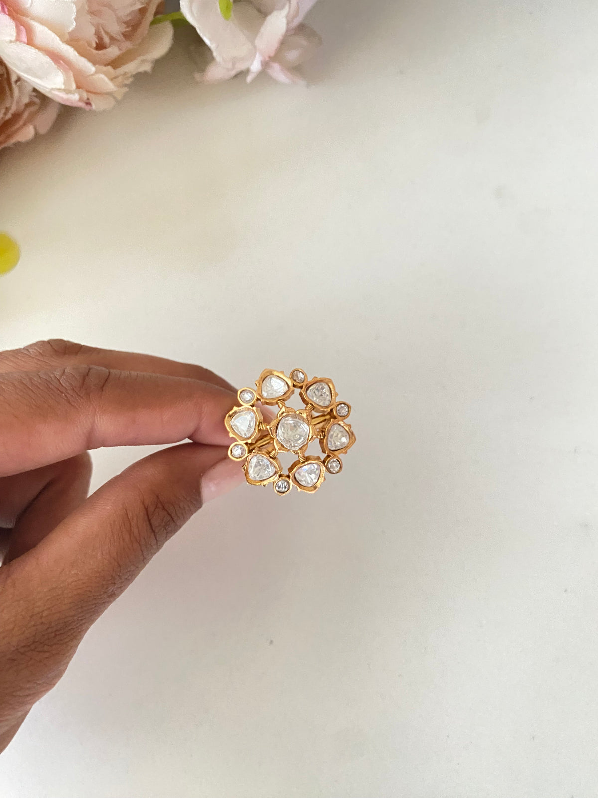 Moissanite Polki Ring