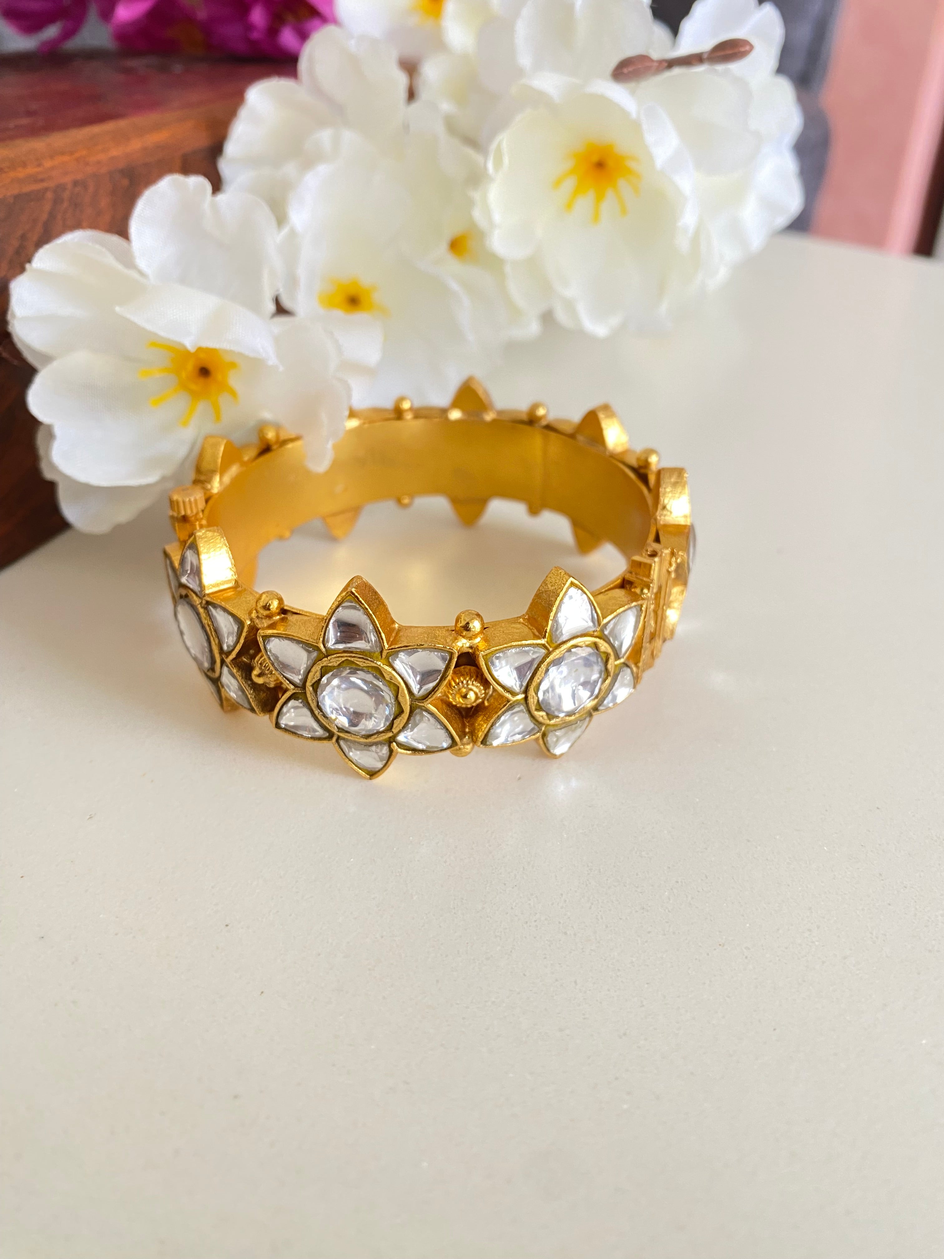 Gold Plated Kundan kada