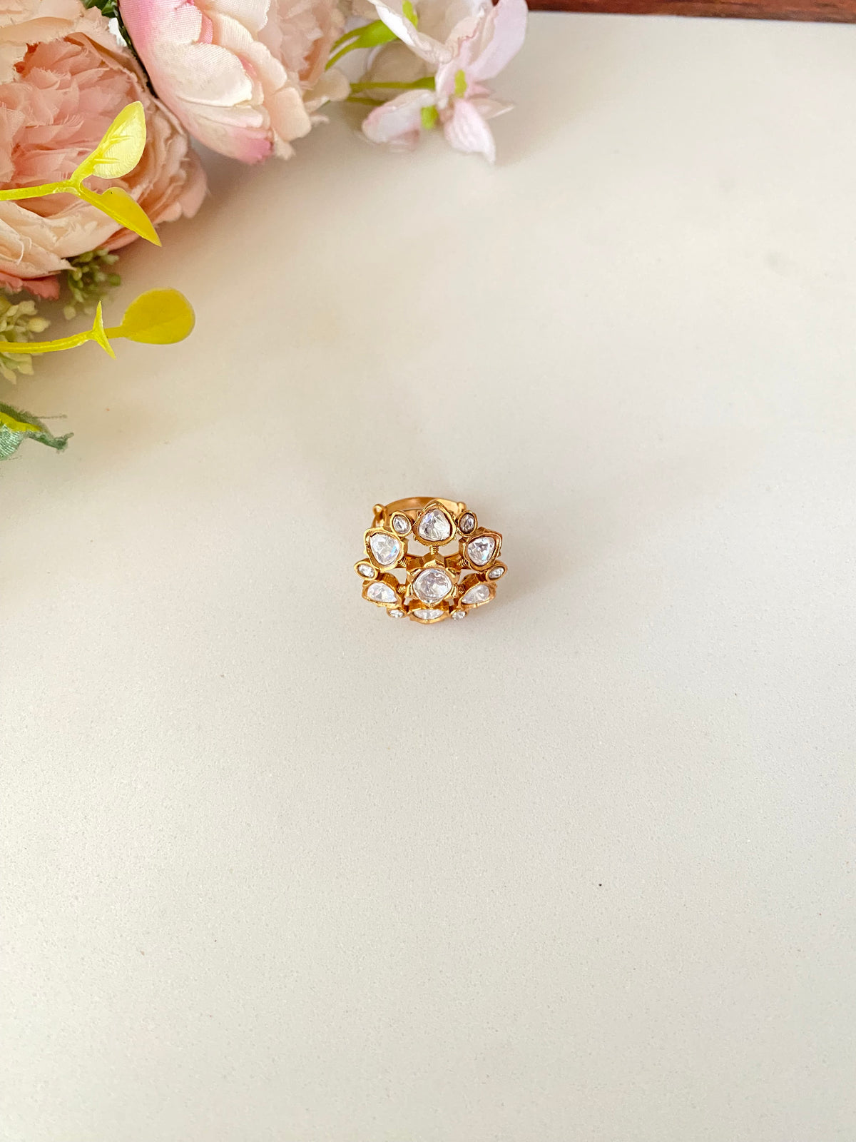 Moissanite Polki Ring