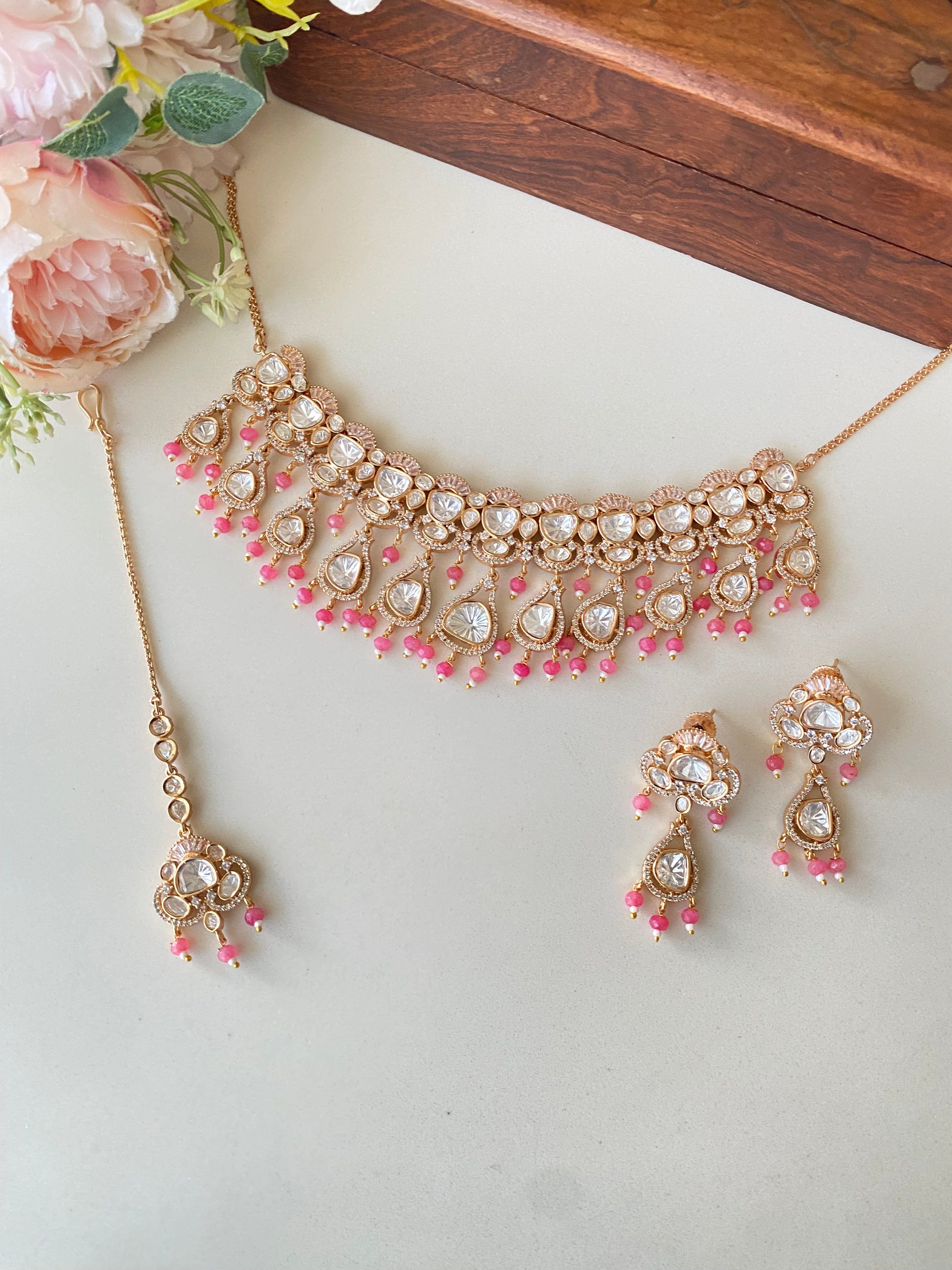 Gold Plated polki Necklace Set