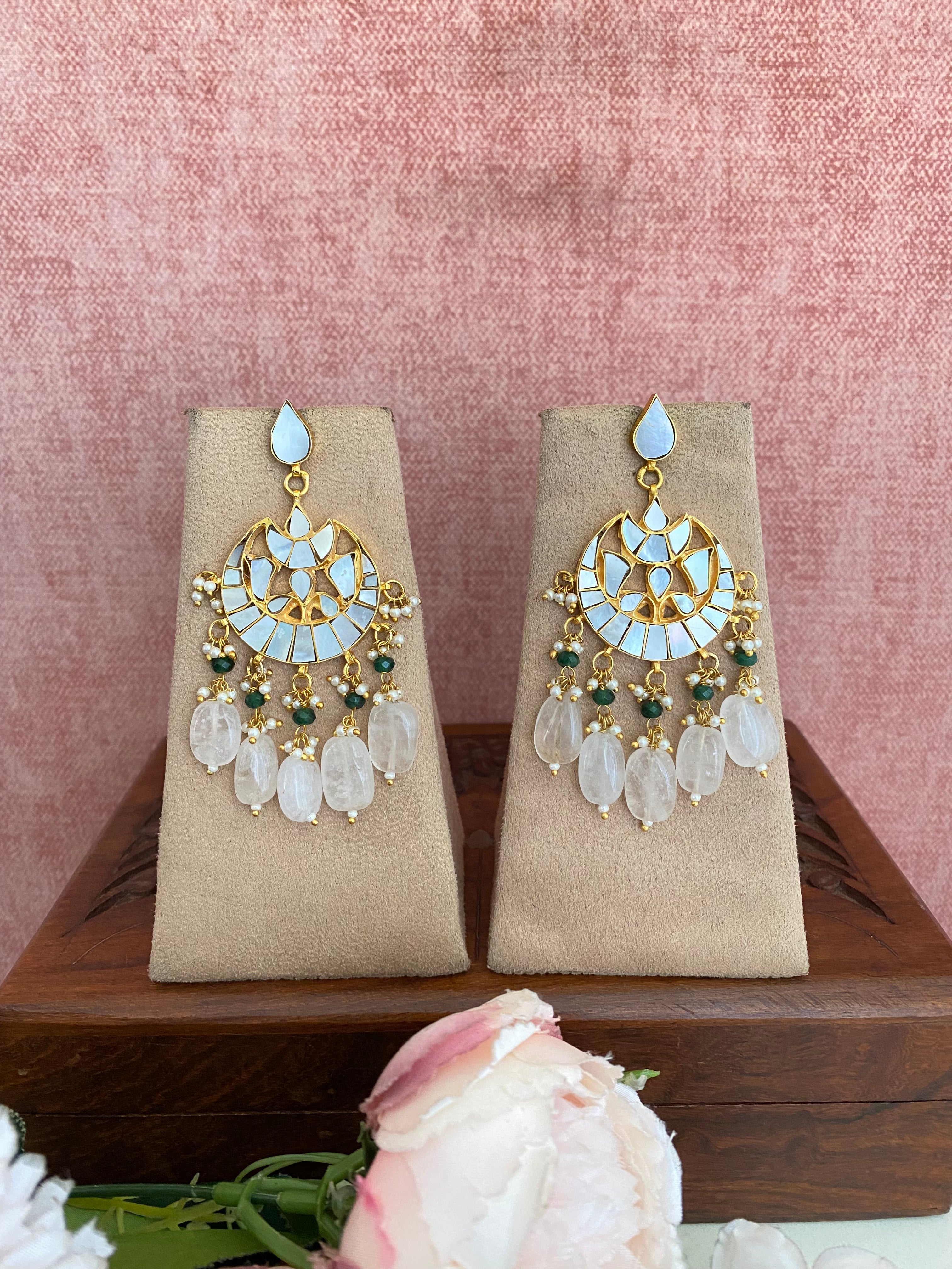 Mother Of Pearl Earrings in pink drops