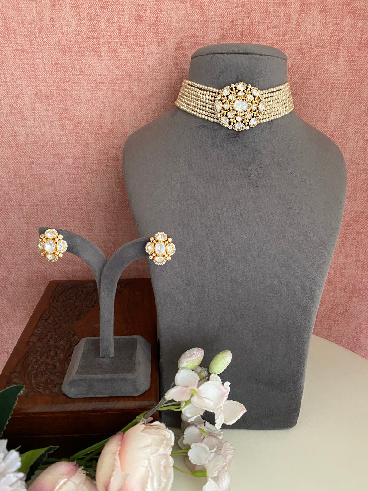 Gold plated Moissanite Choker set