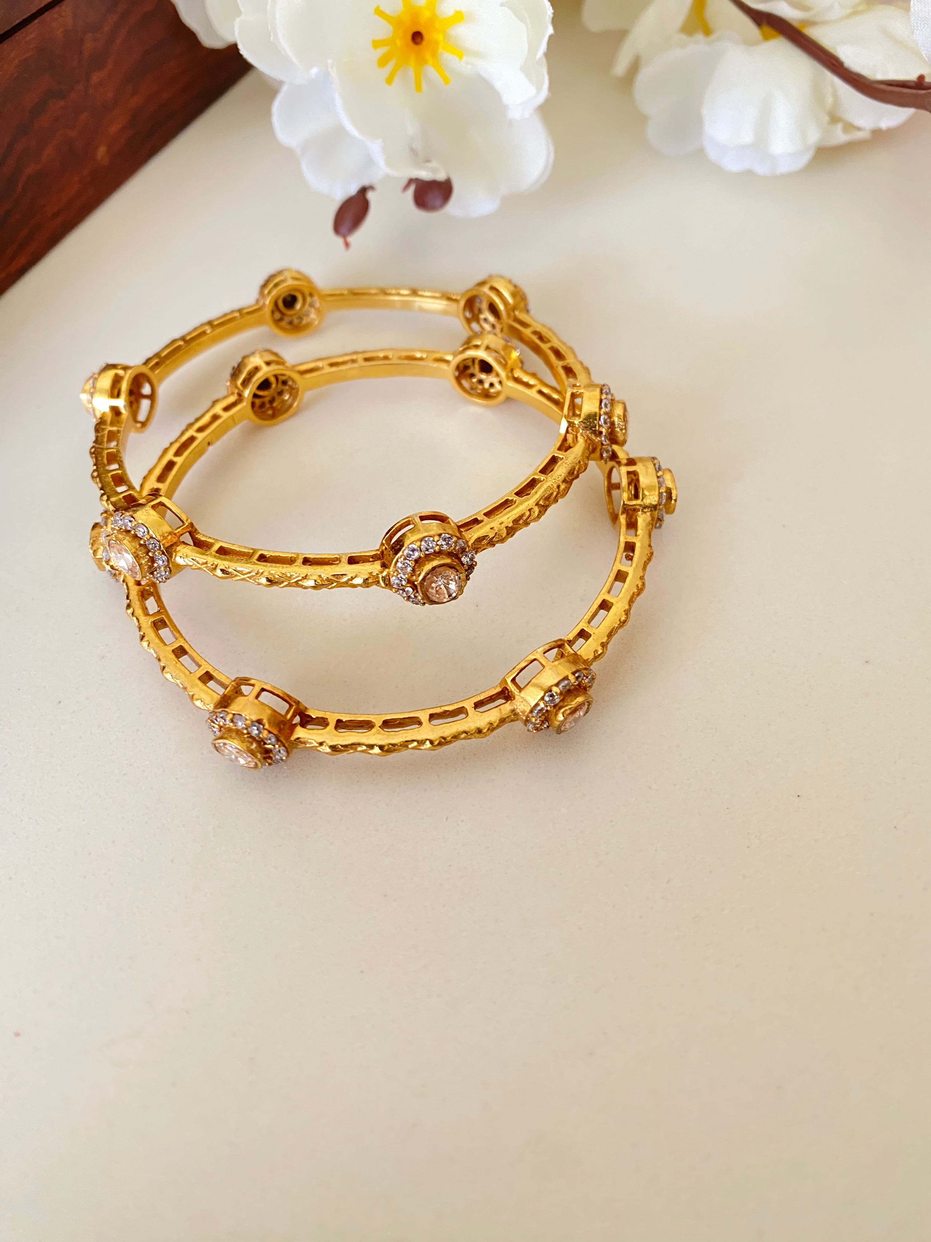 Gold plated Moissanite Bangles