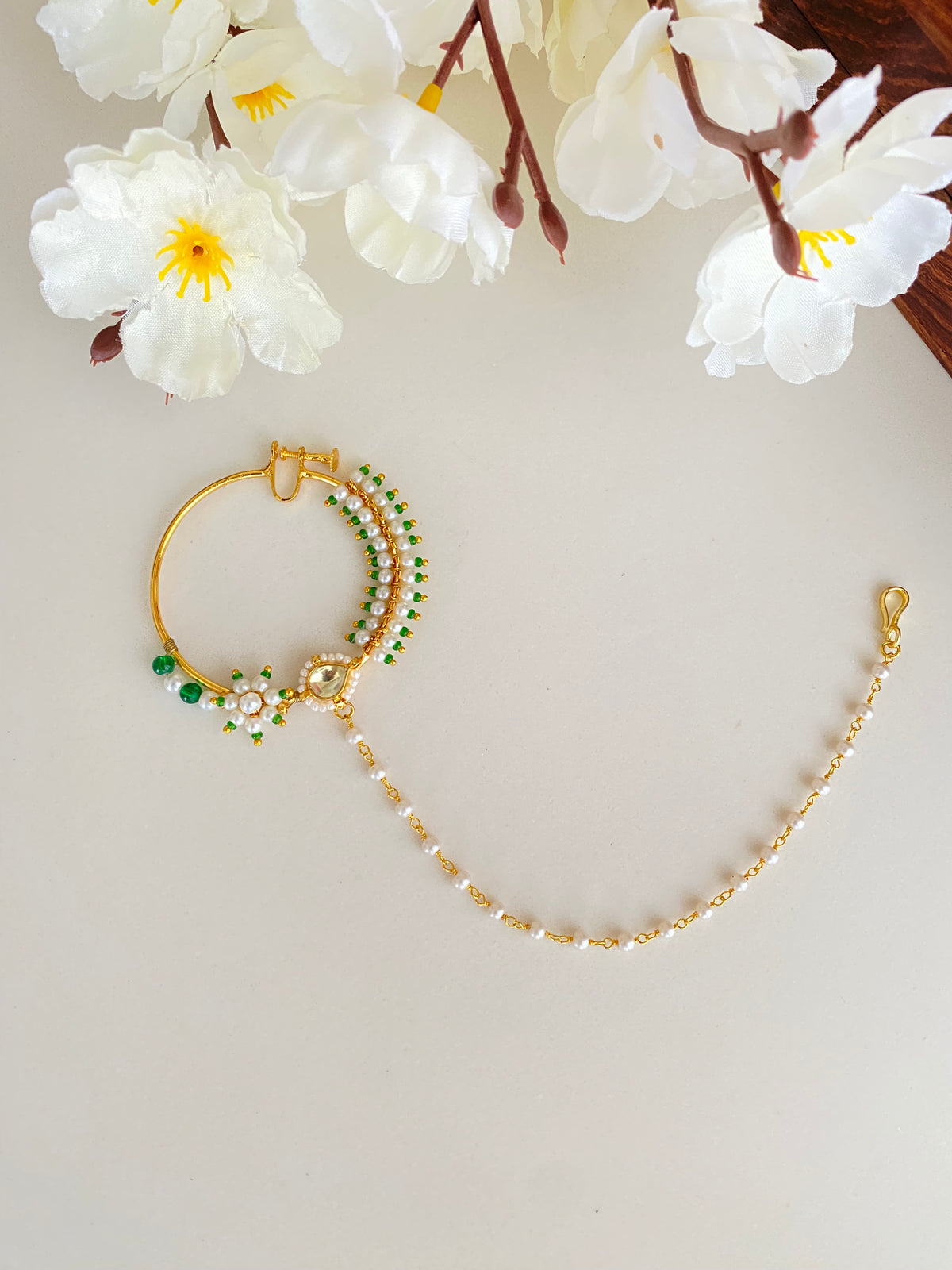 Gold plated Kundan Nose ring