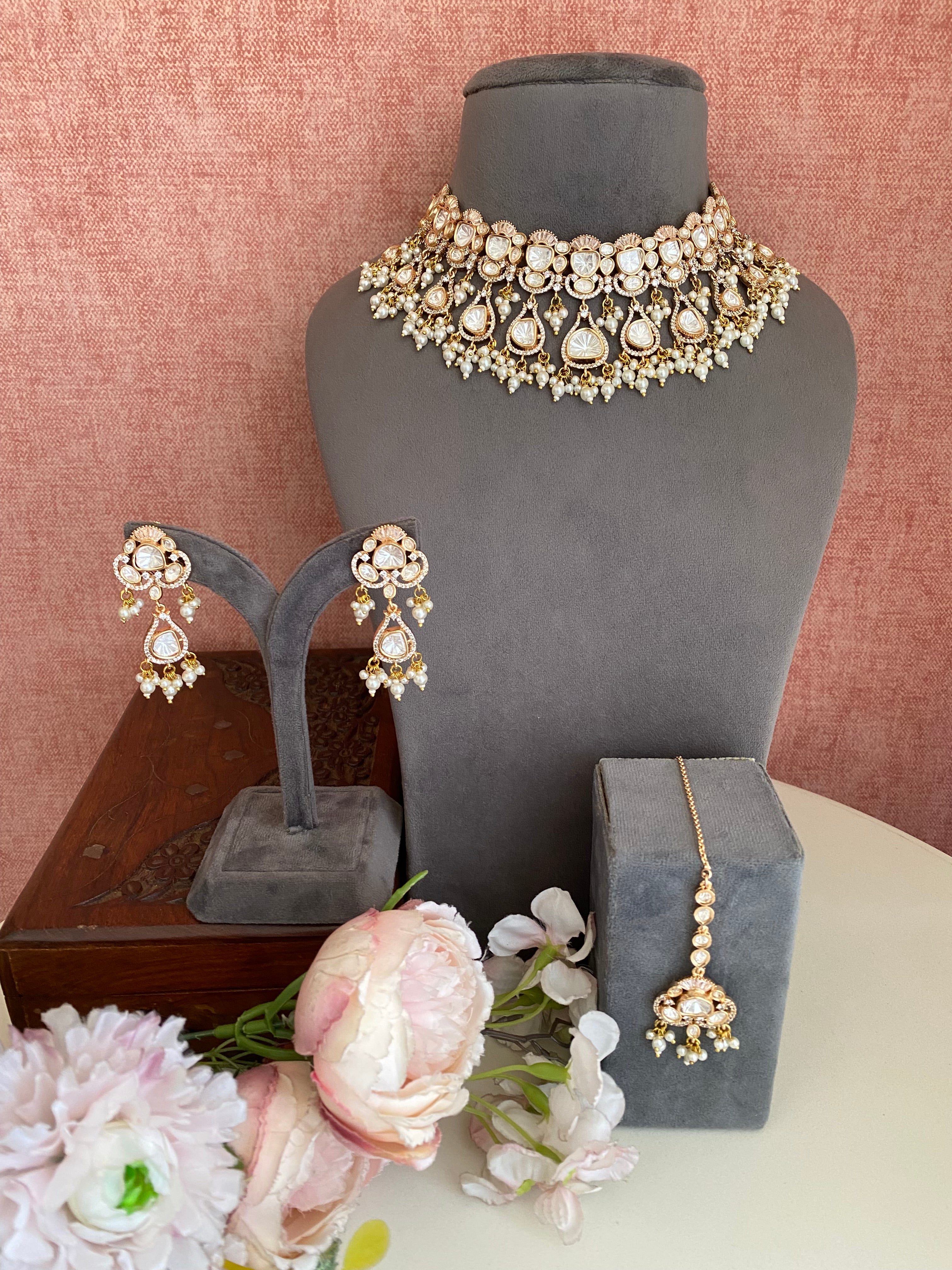 Moissanite Polki Necklace Set