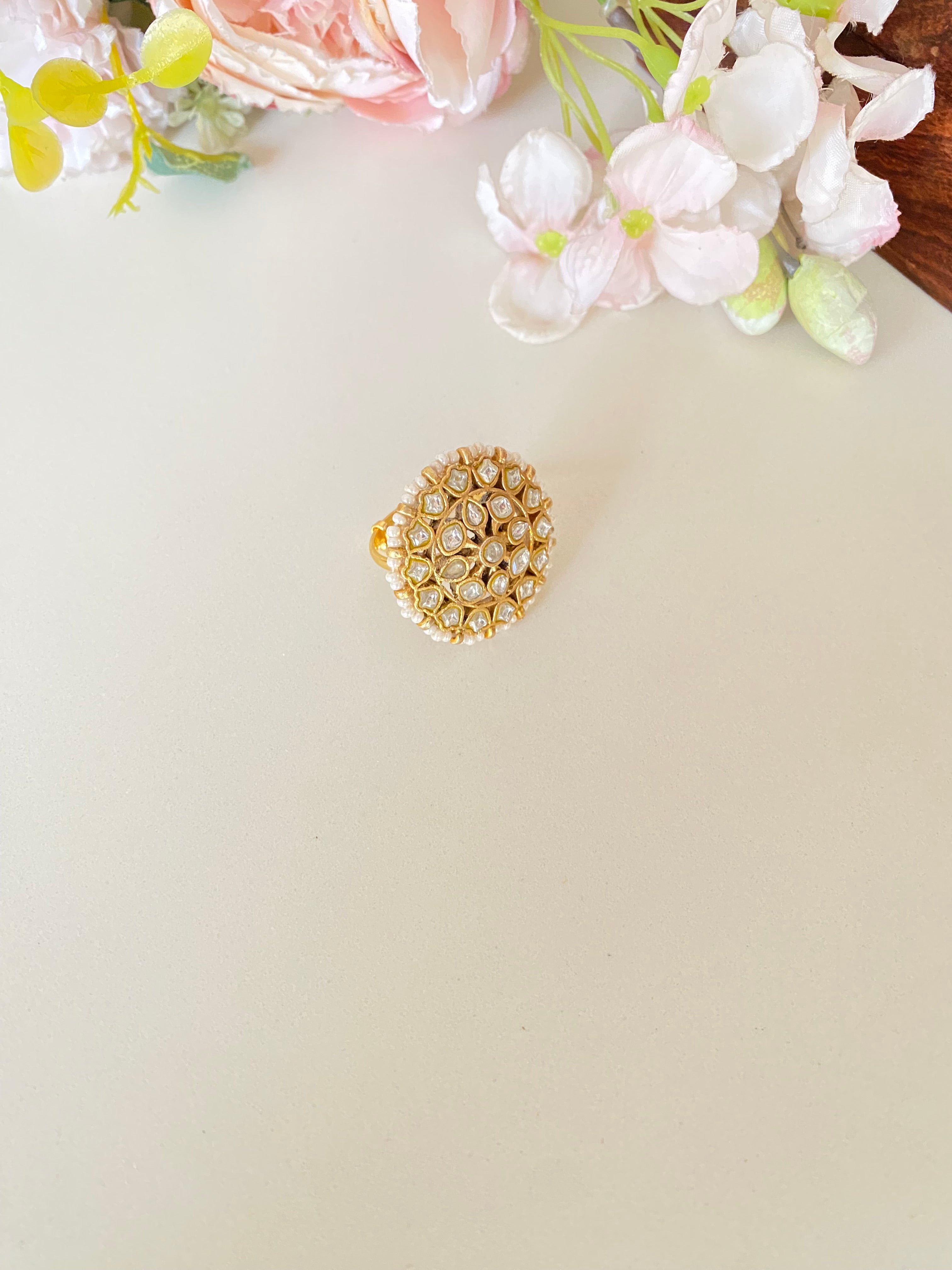 Gold plated Kundan Ring