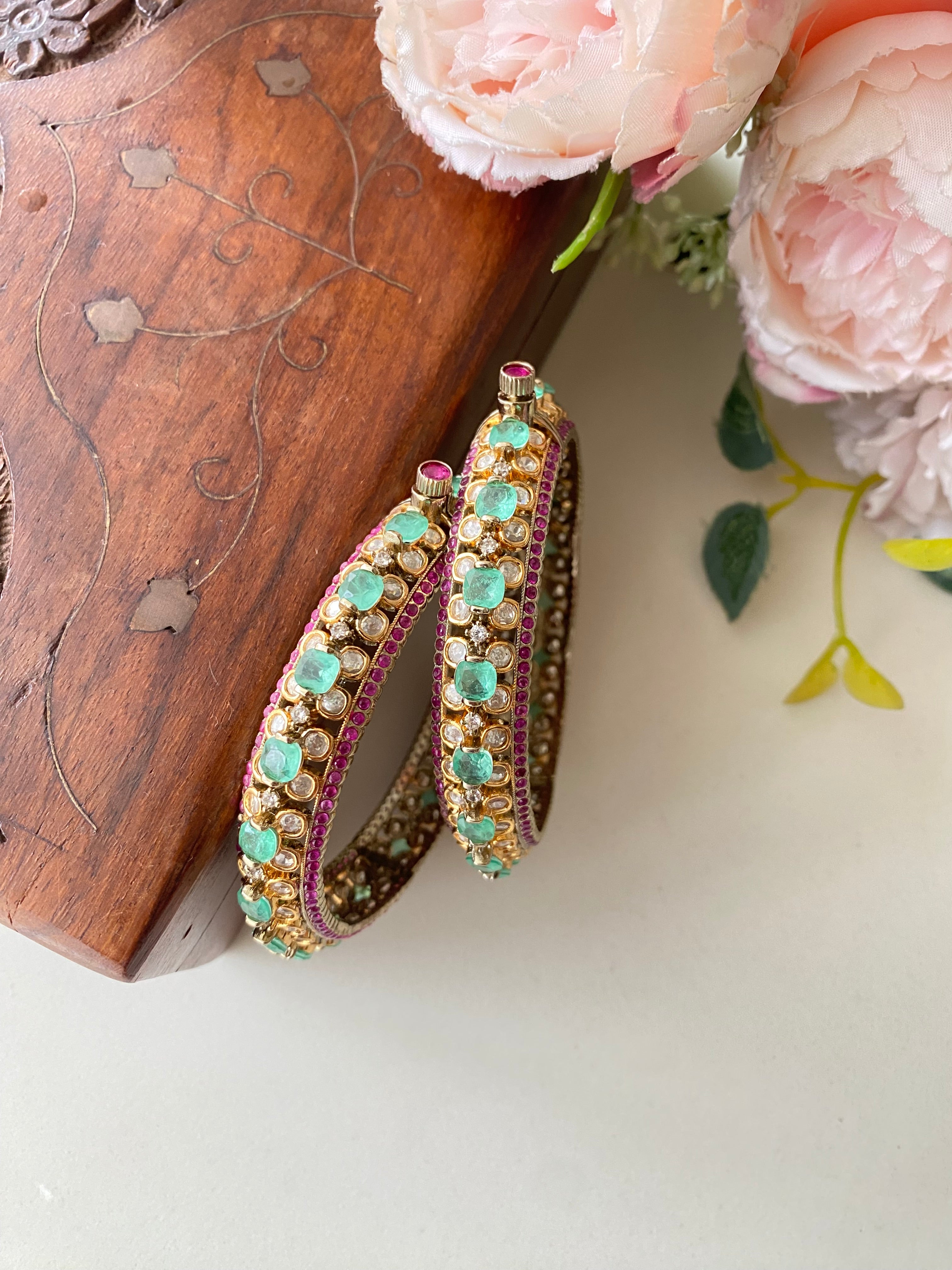 Gold plated Moissanite Bangles