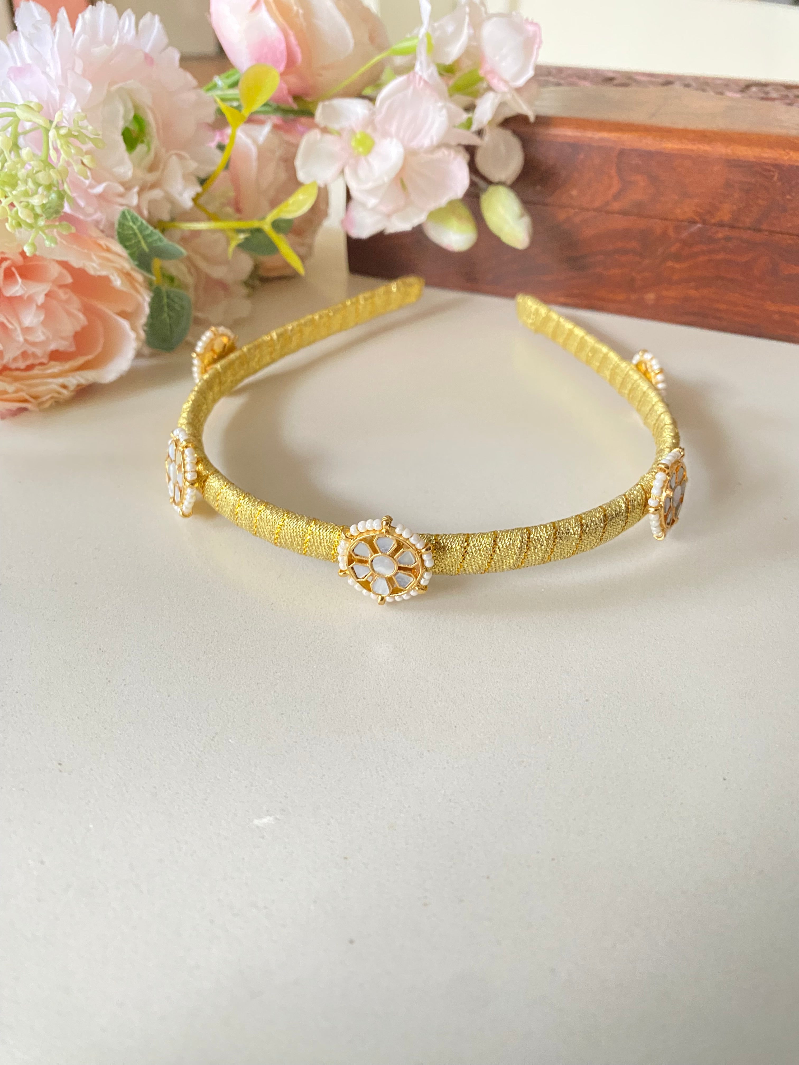 Gold Plated mother of pearl  Hairband