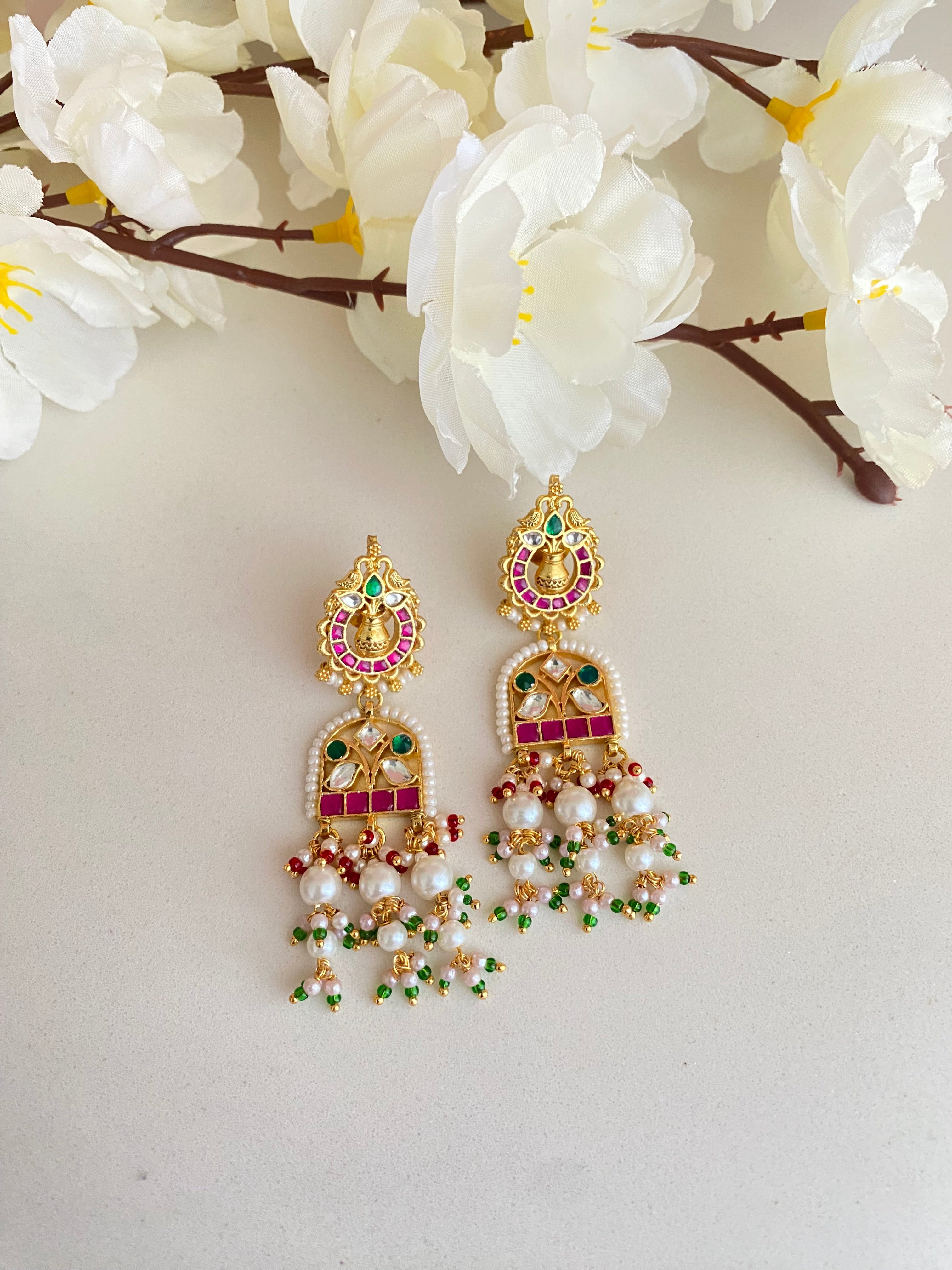 Gold plated Multi color Kundan Earring