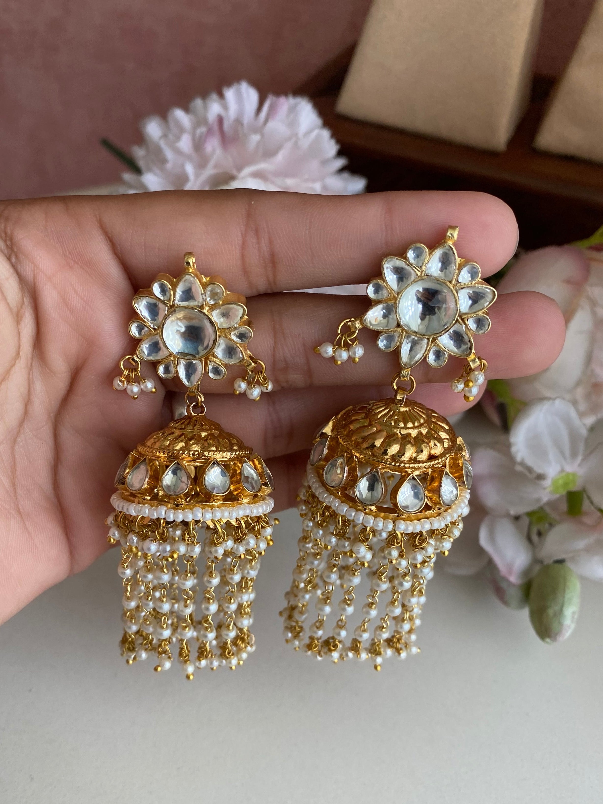 Gold Plated Kundan Jhumka
