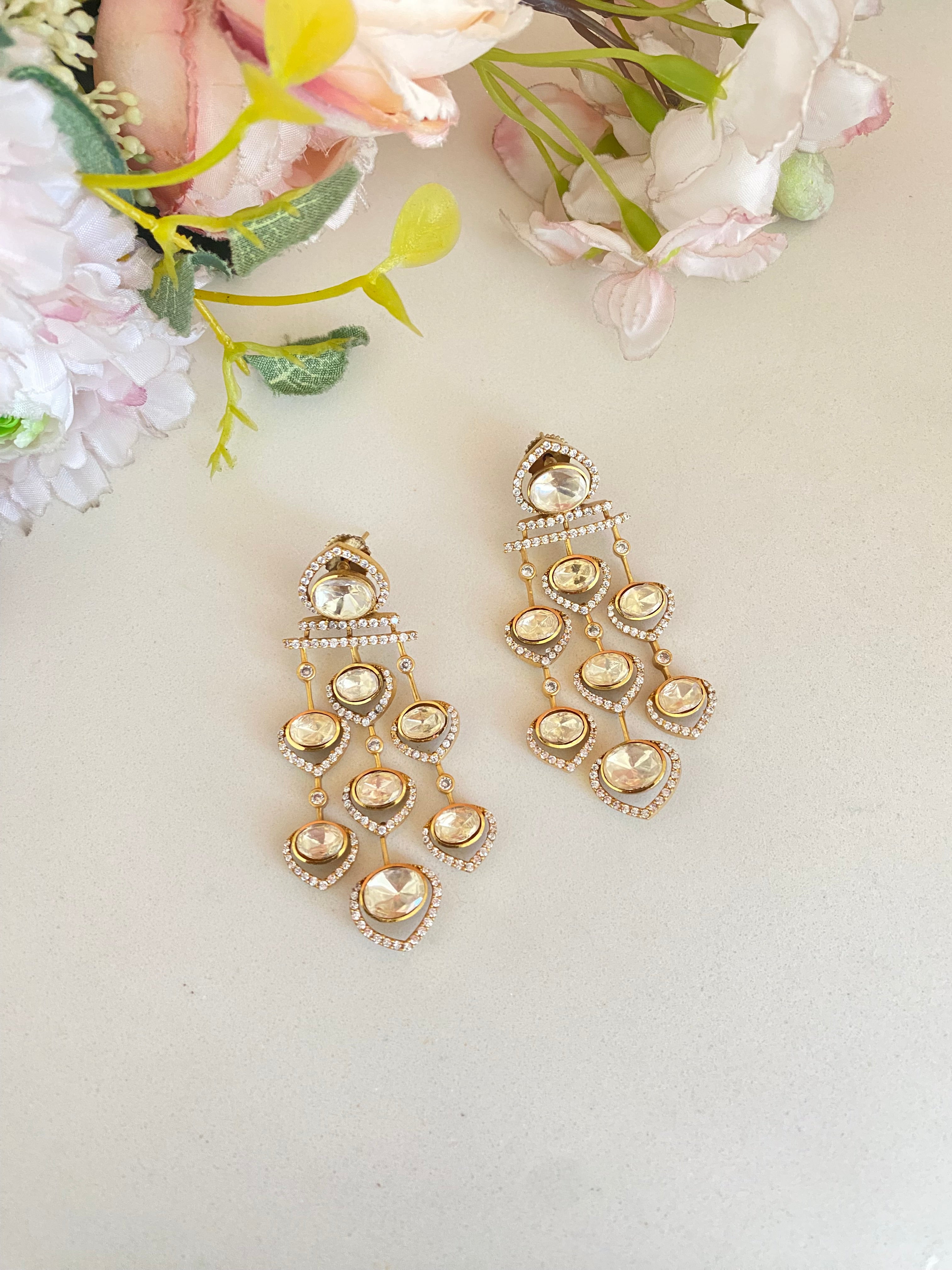Gold plated Moissanite Earrings