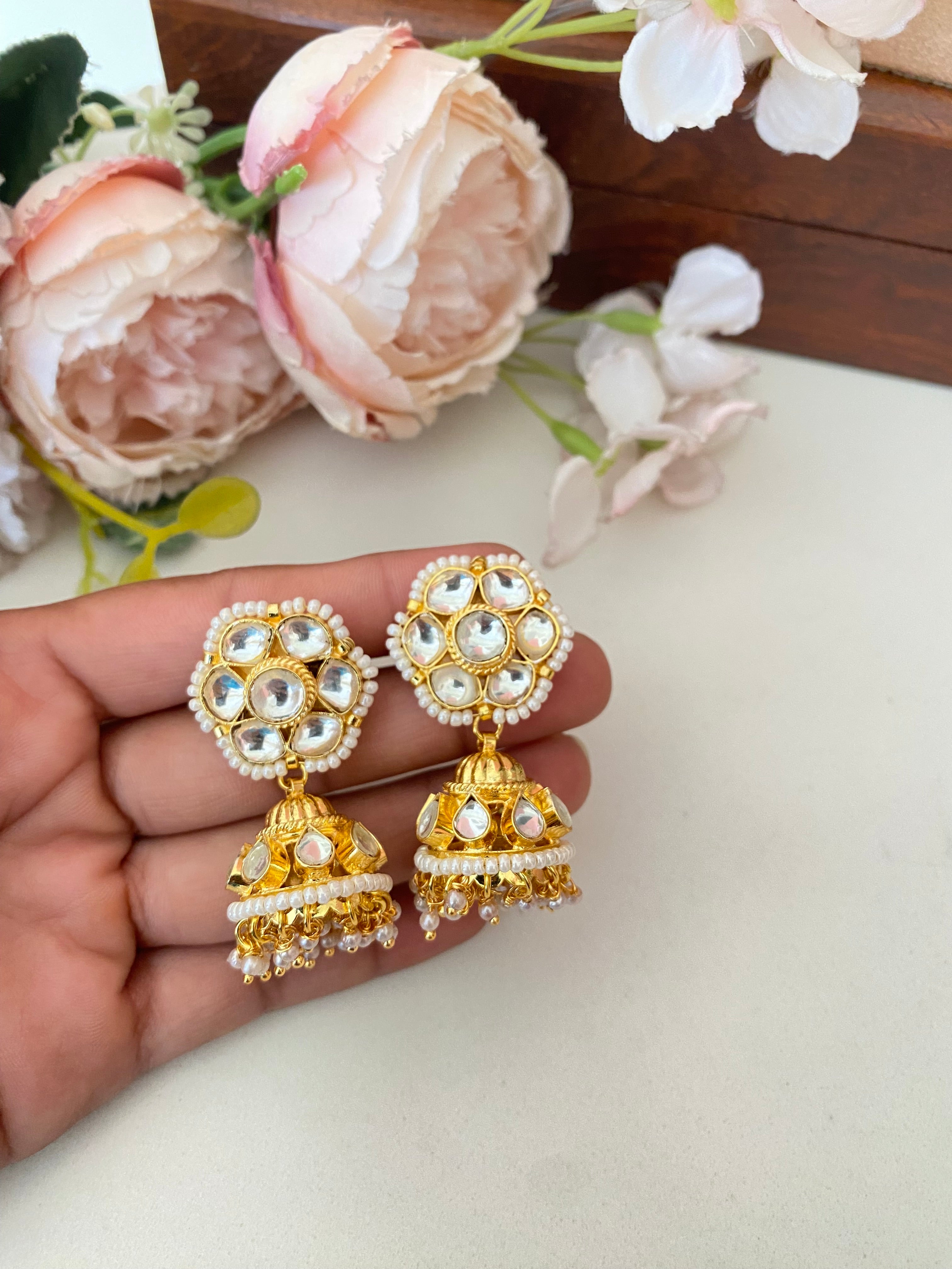 Gold Plated Kundan Jhumka