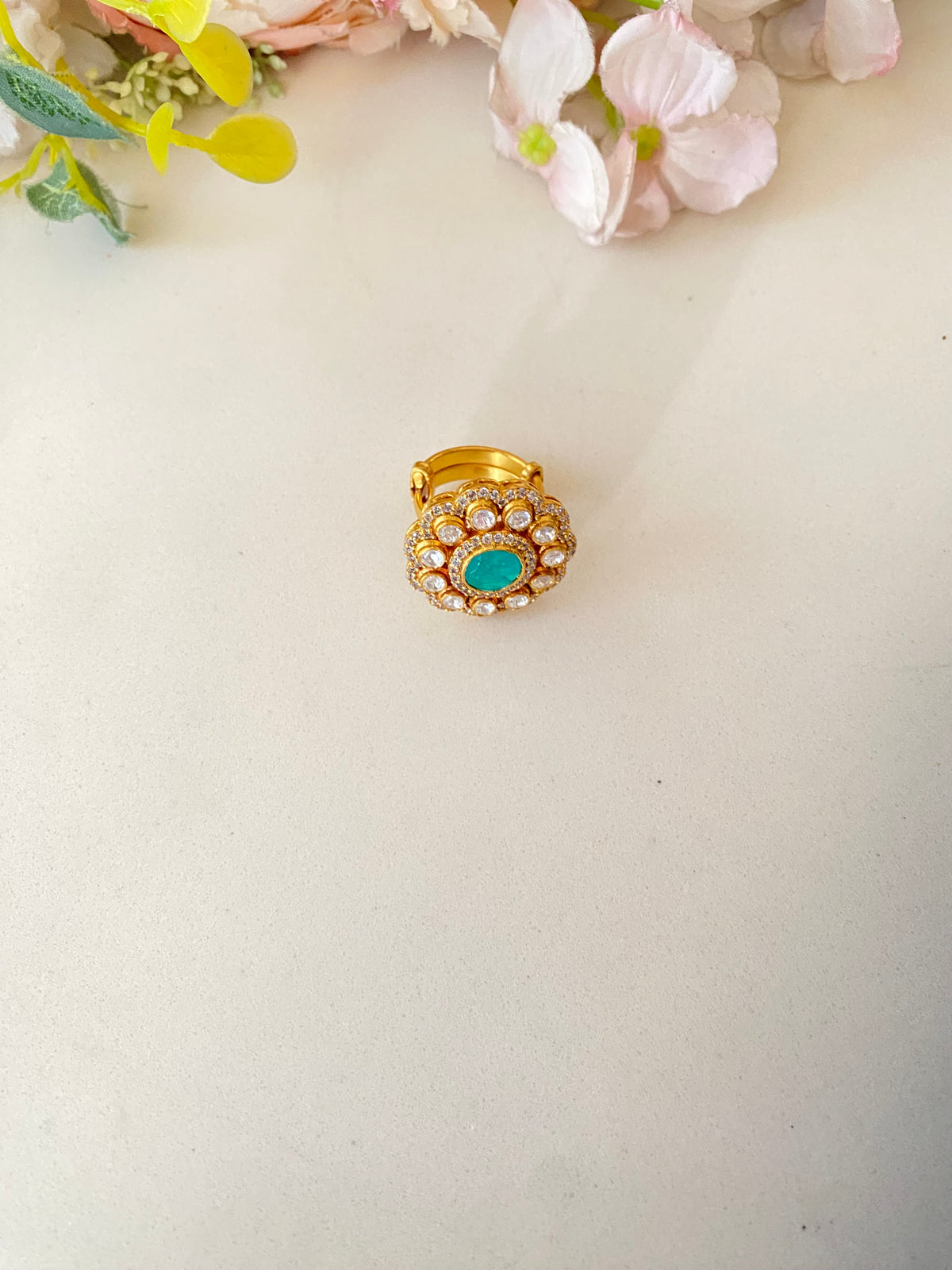 Gold plated Moissanite Mint Ring