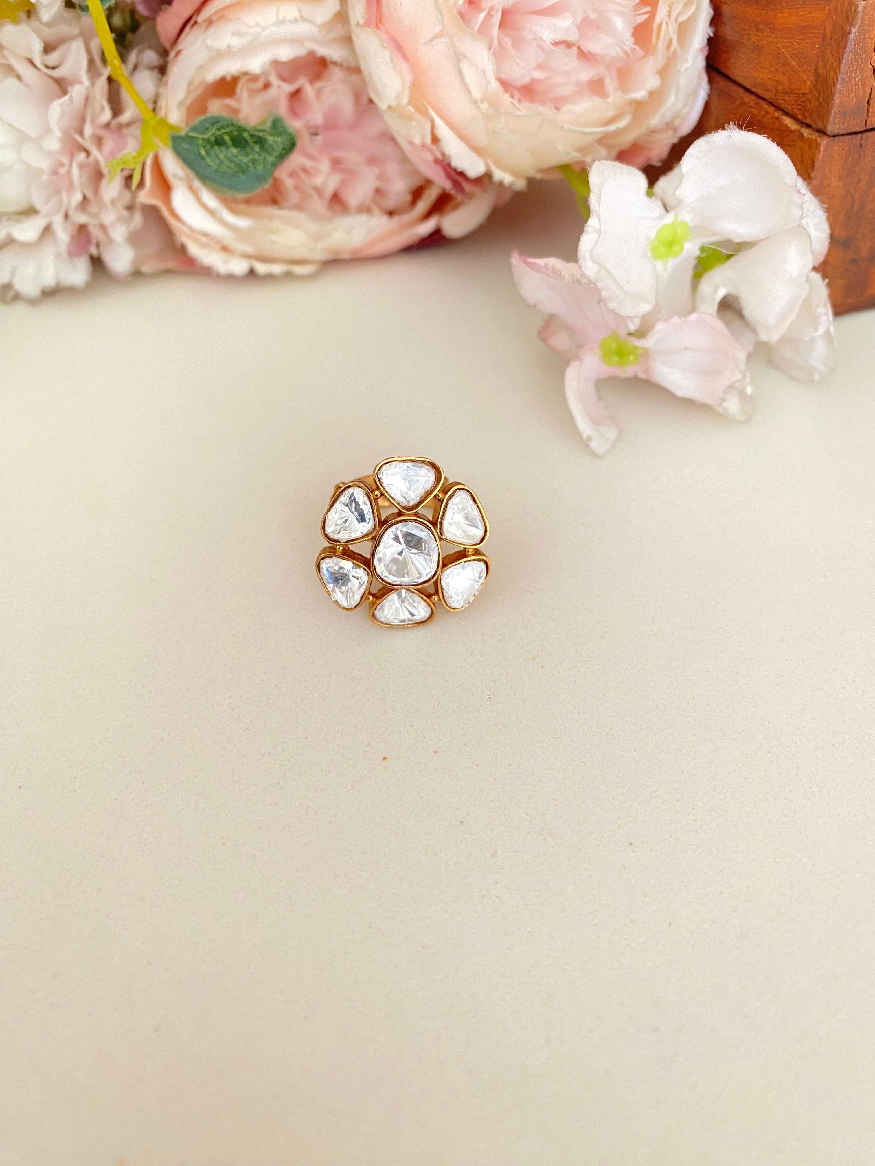 Moissanite Polki Ring