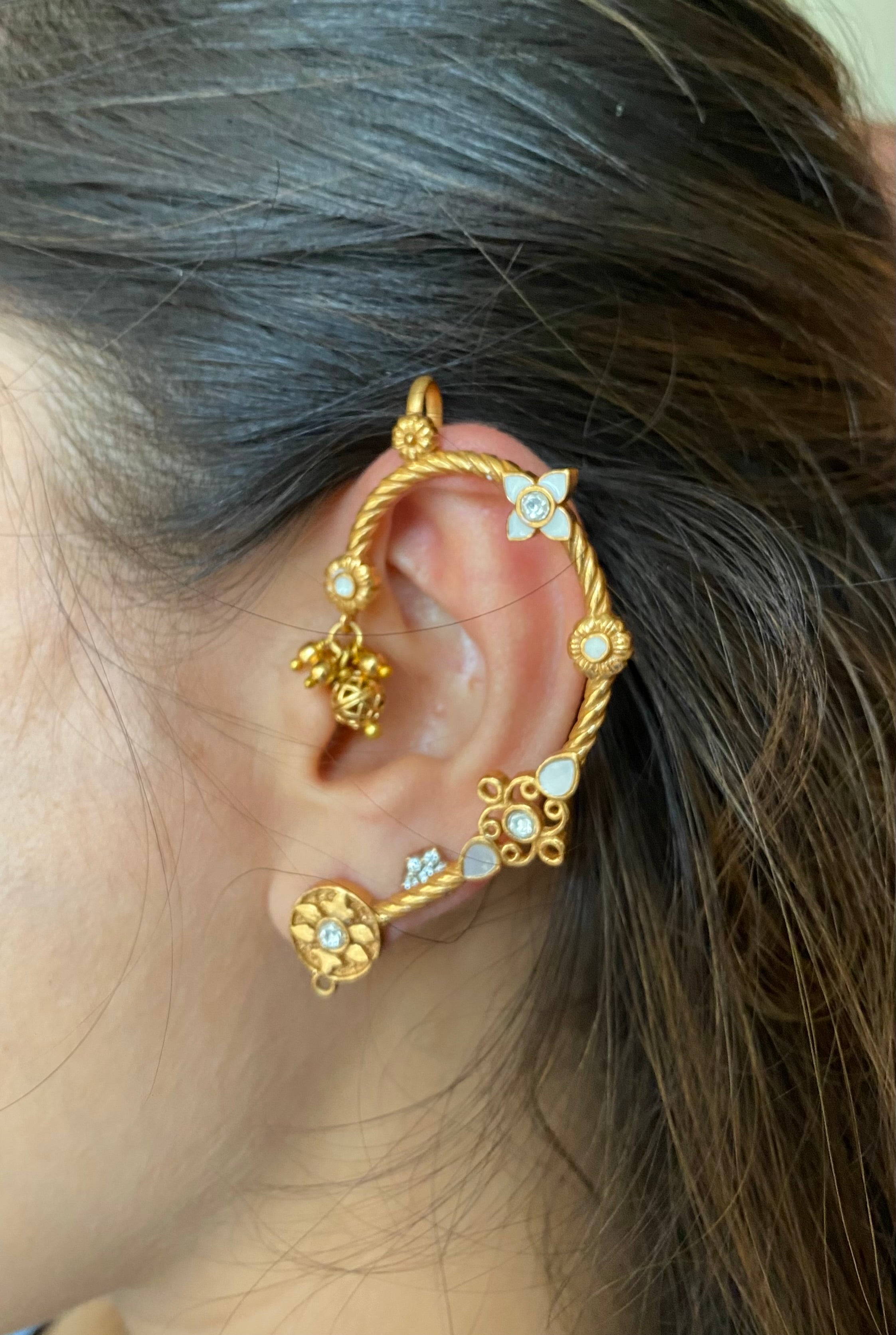 Gold plated Kundan Ear Cuff