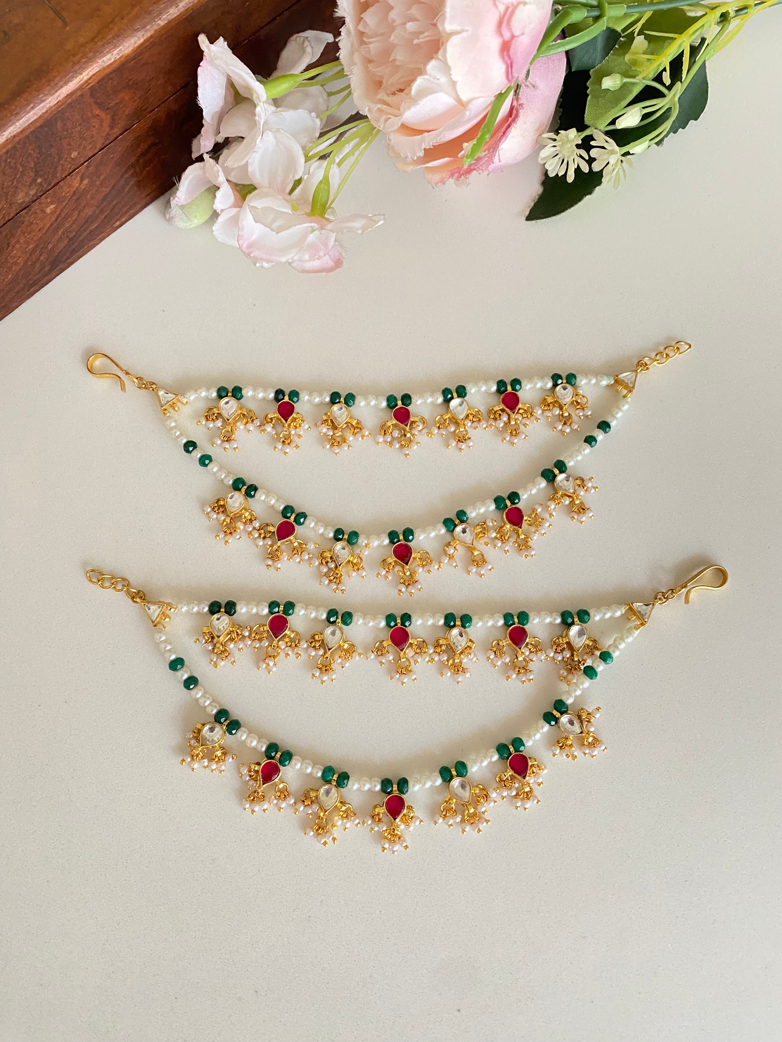 Multi Color Kundan Ear Chain