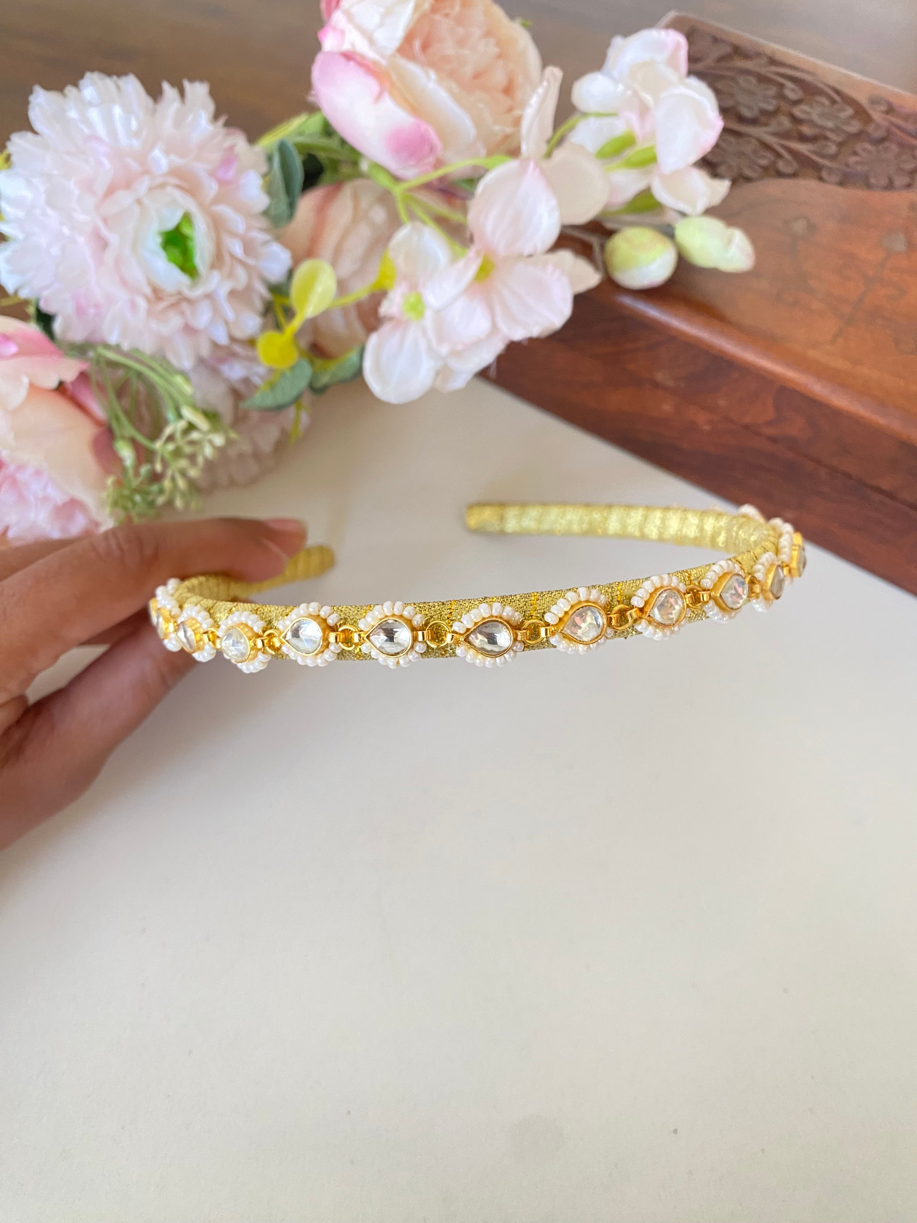 Gold Plated Kundan Hairband
