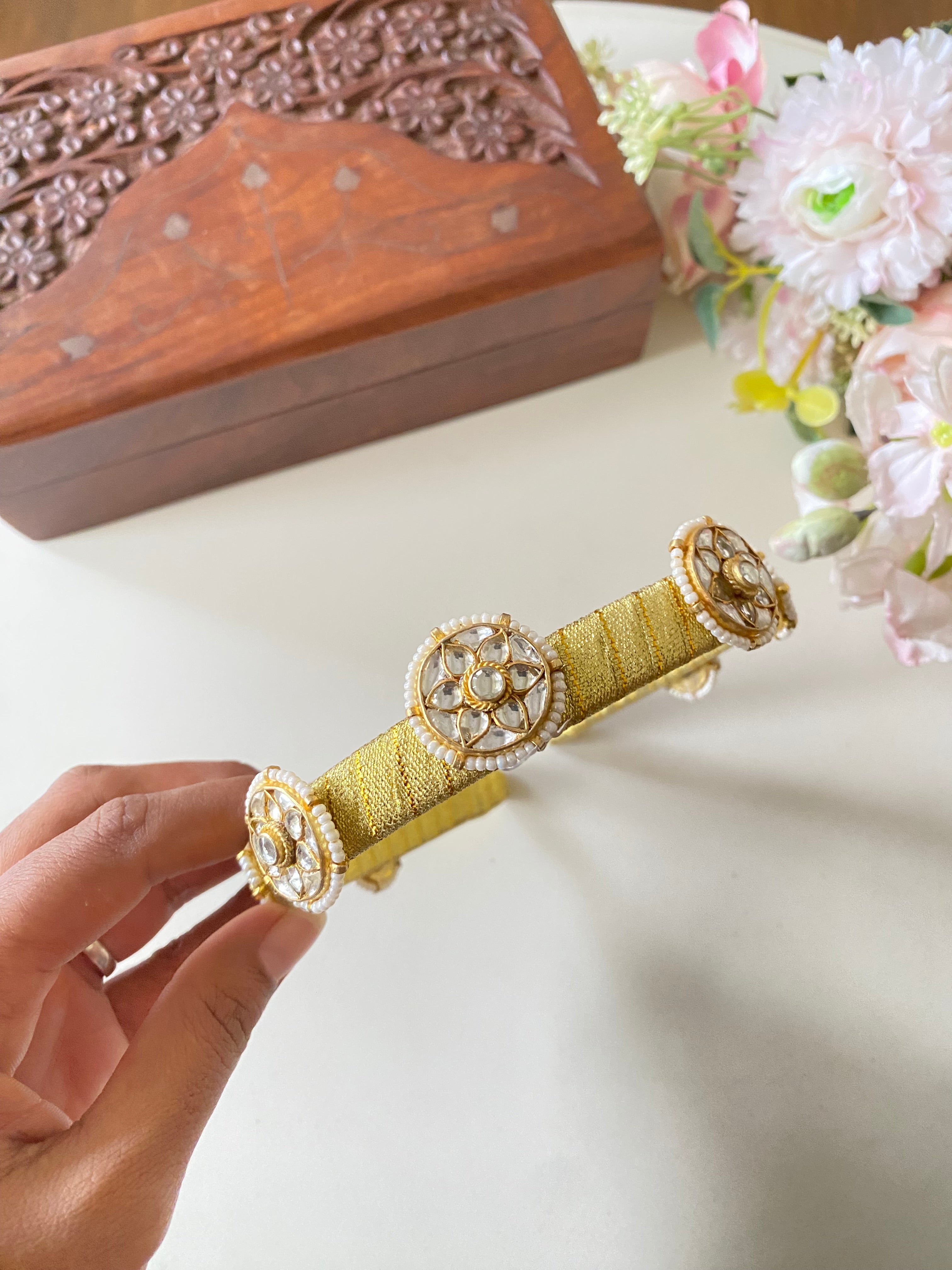 Gold Plated Kundan Hairband