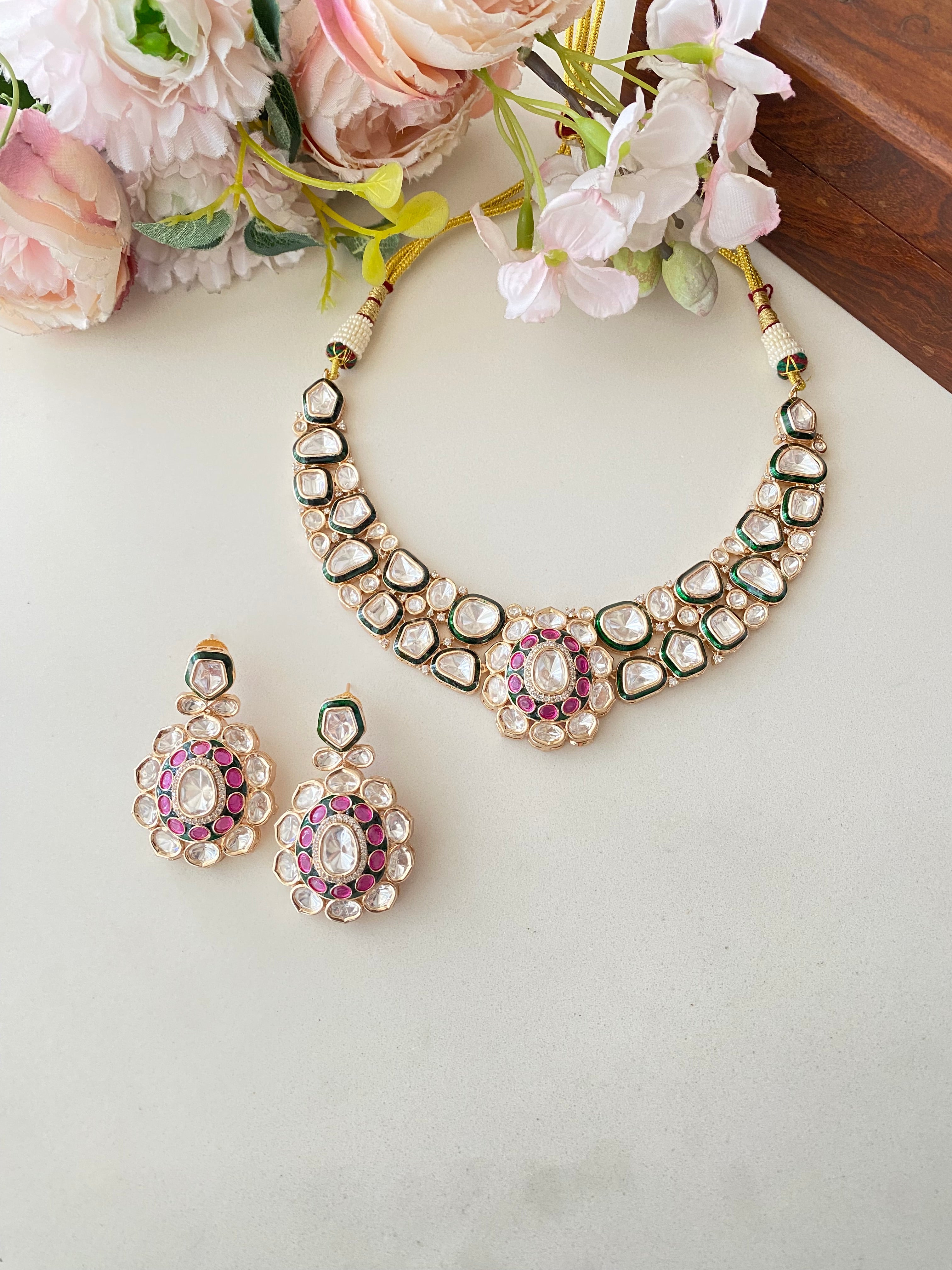 Gold plated Moissanite Choker set