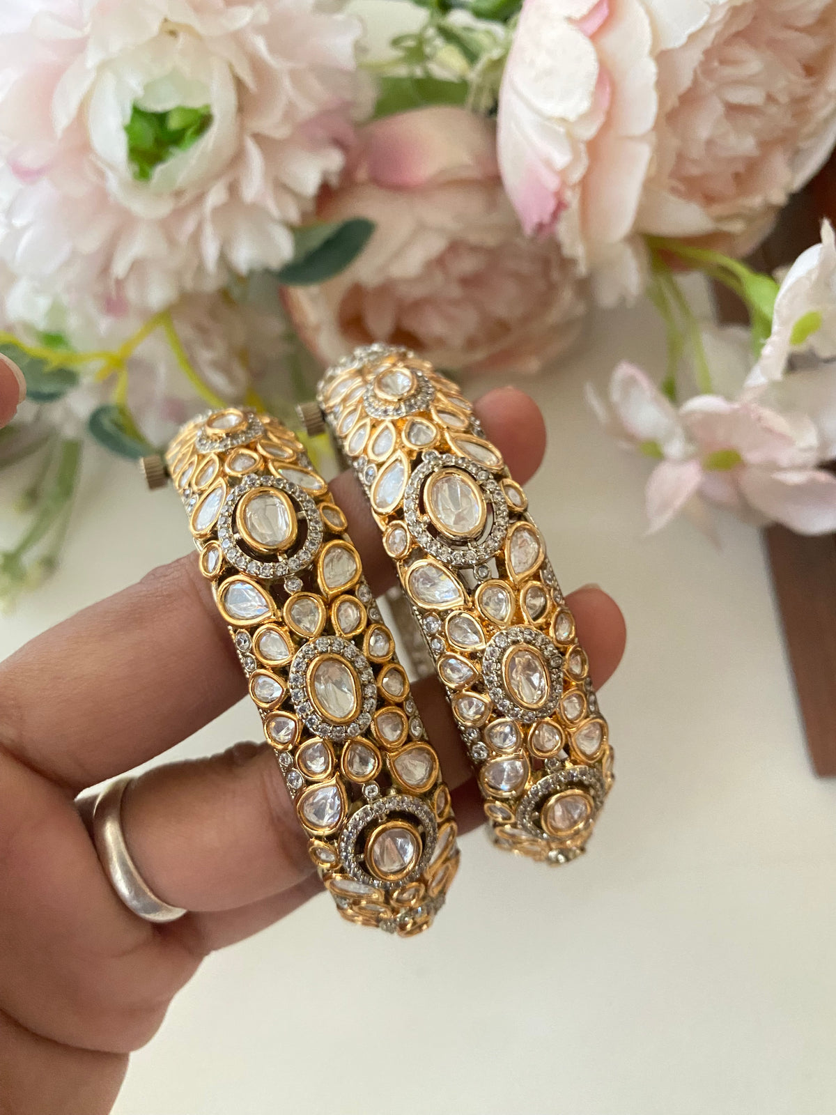 Gold plated Moissanite Bangles