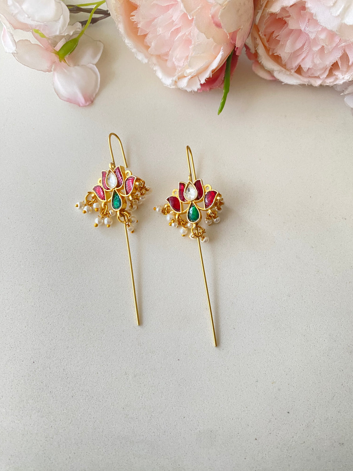 Gold Plated Kundan braid pin| ear cuff
