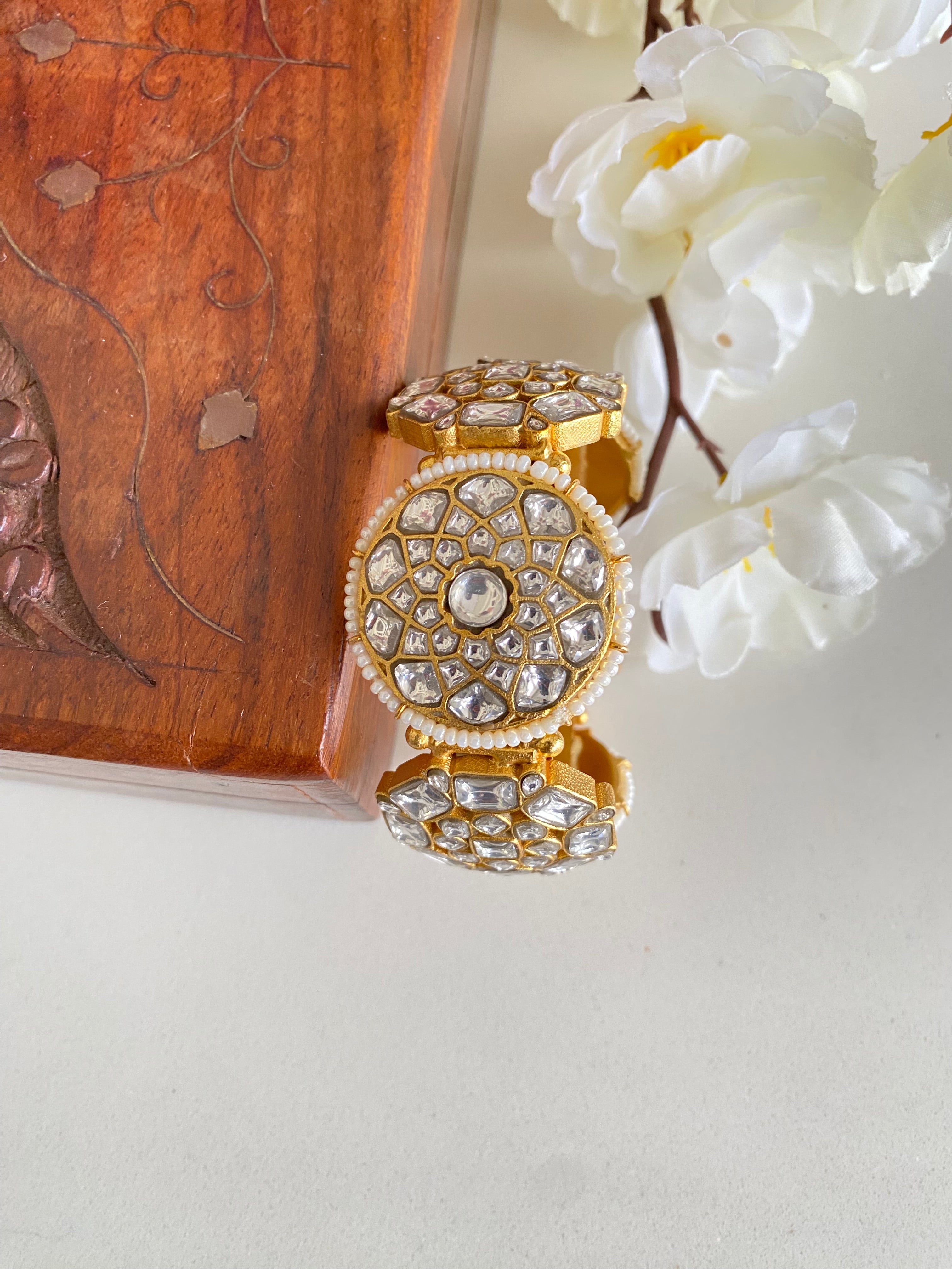 Gold Plated Kundan kada