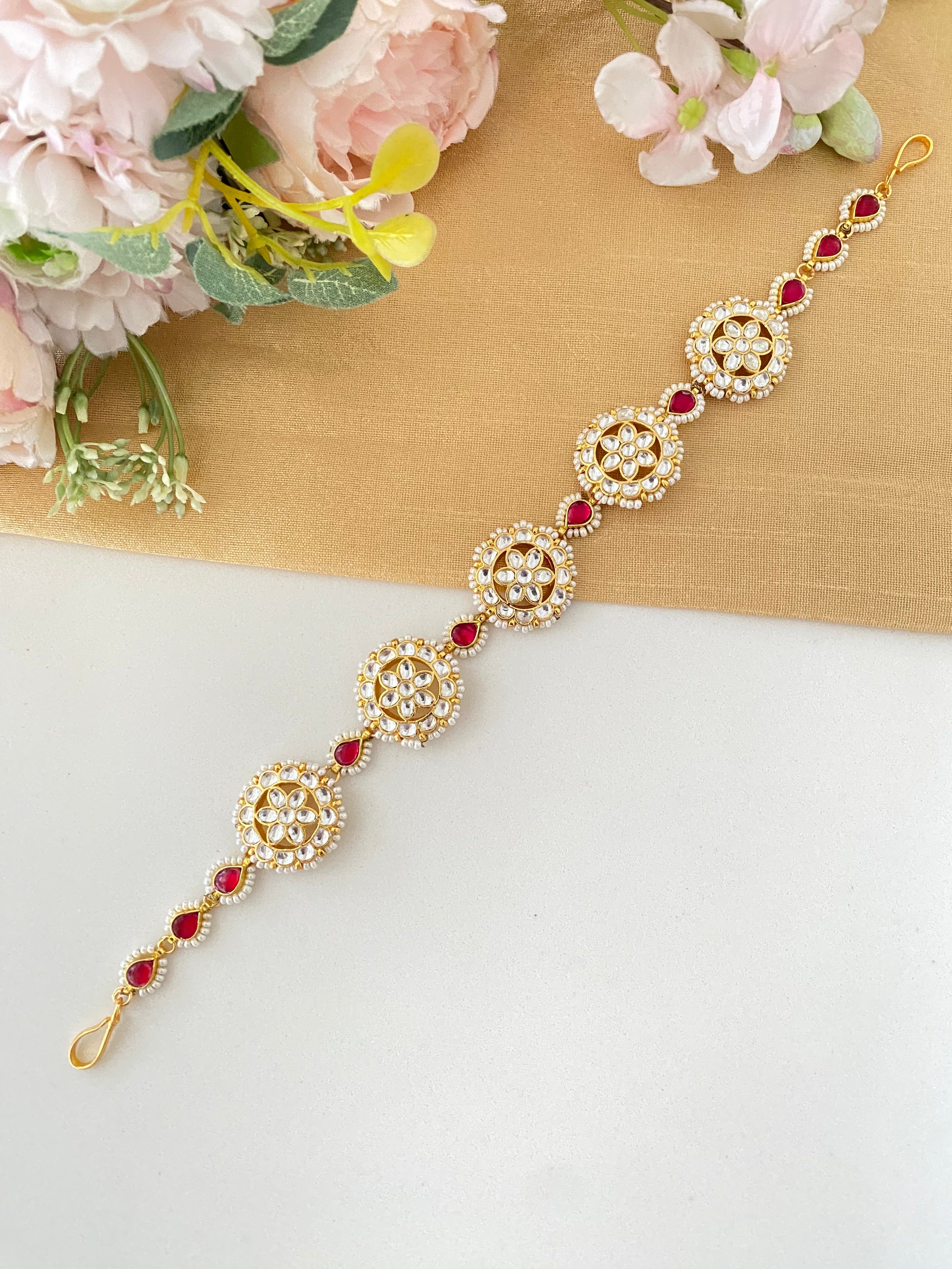 Pink Kundan Sheeshphool