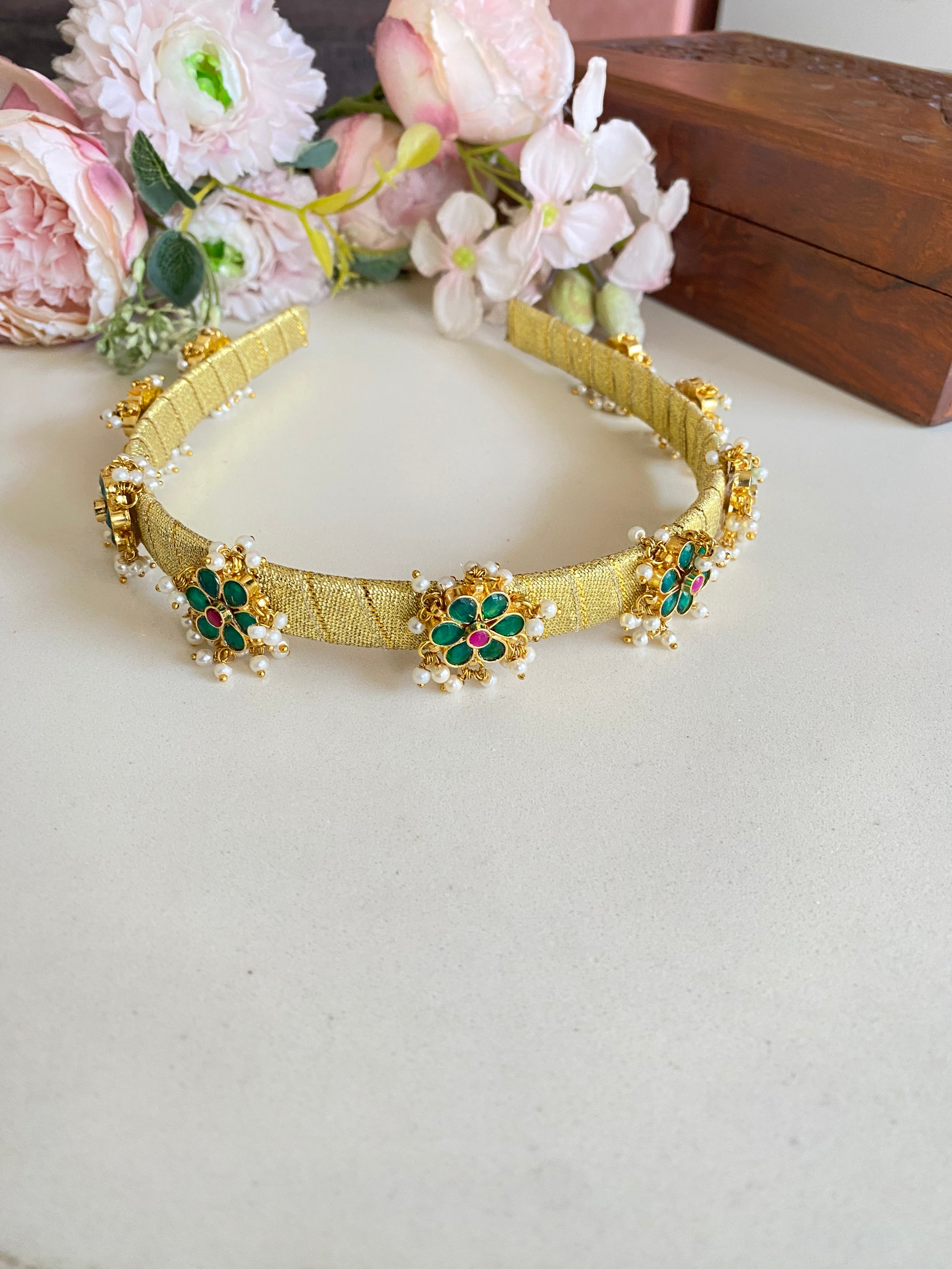 Gold Plated Kundan Hairband