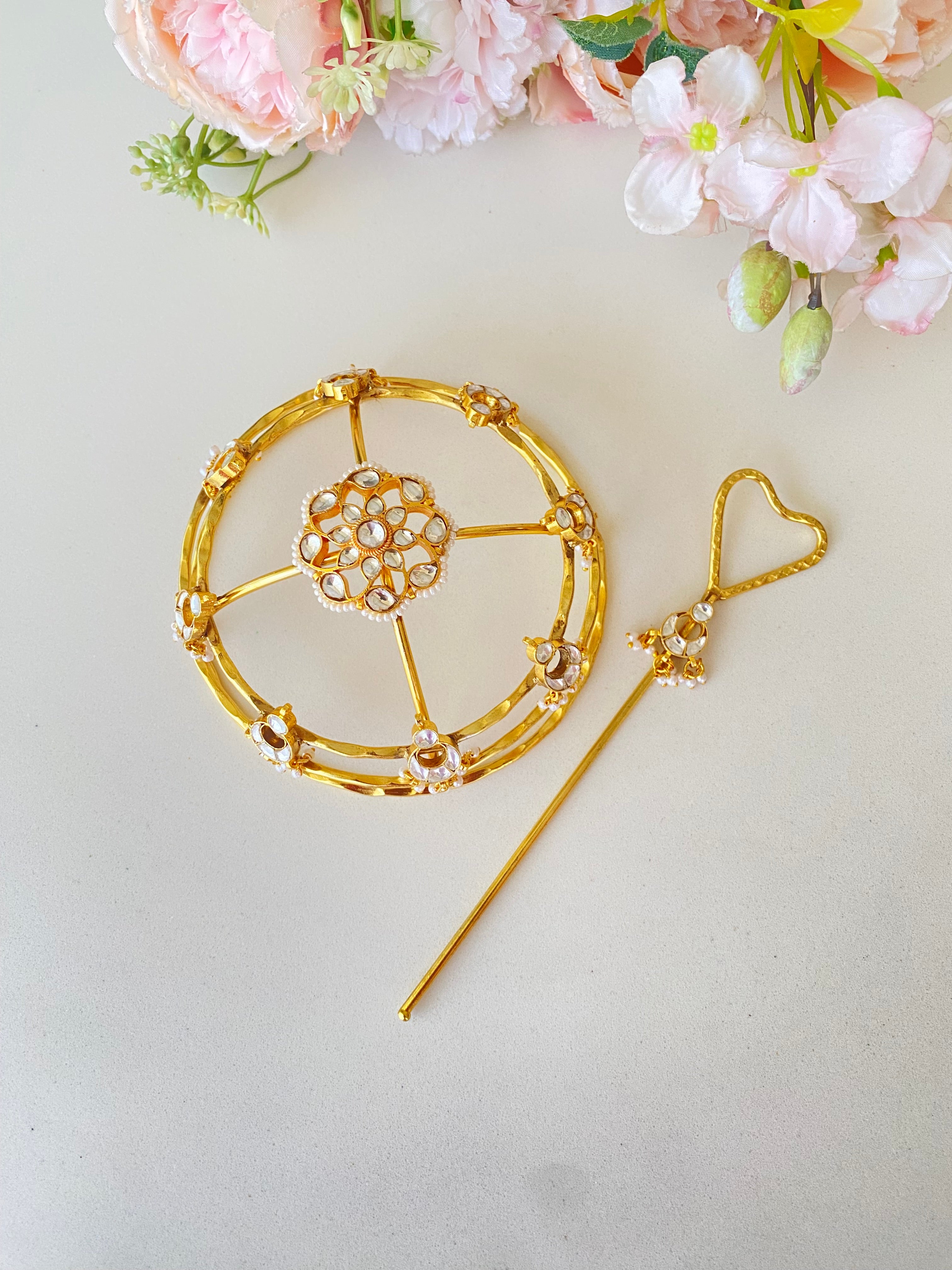 Kundan Hair Bun Holder with Juda Stick