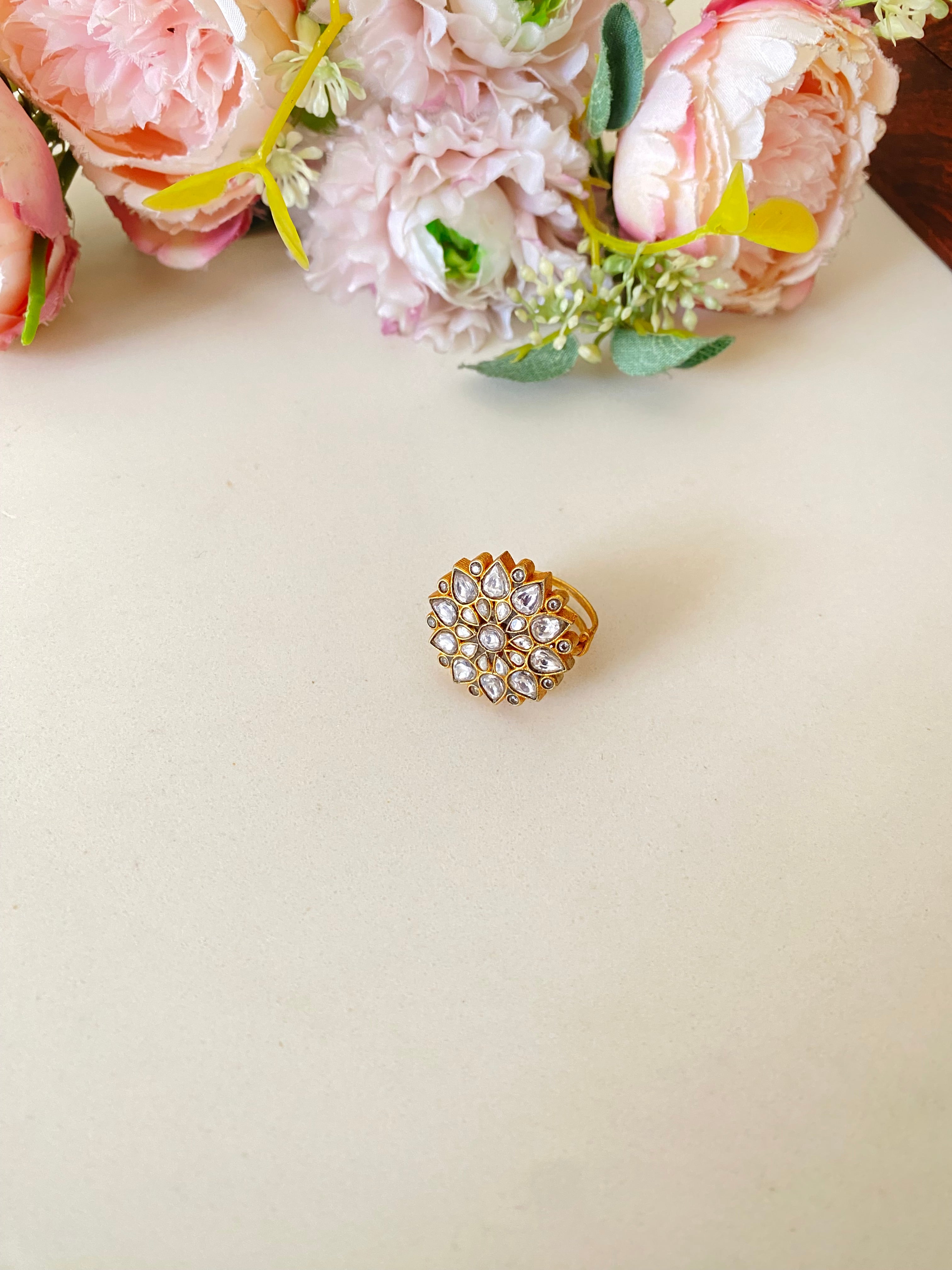 Gold plated Kundan Ring